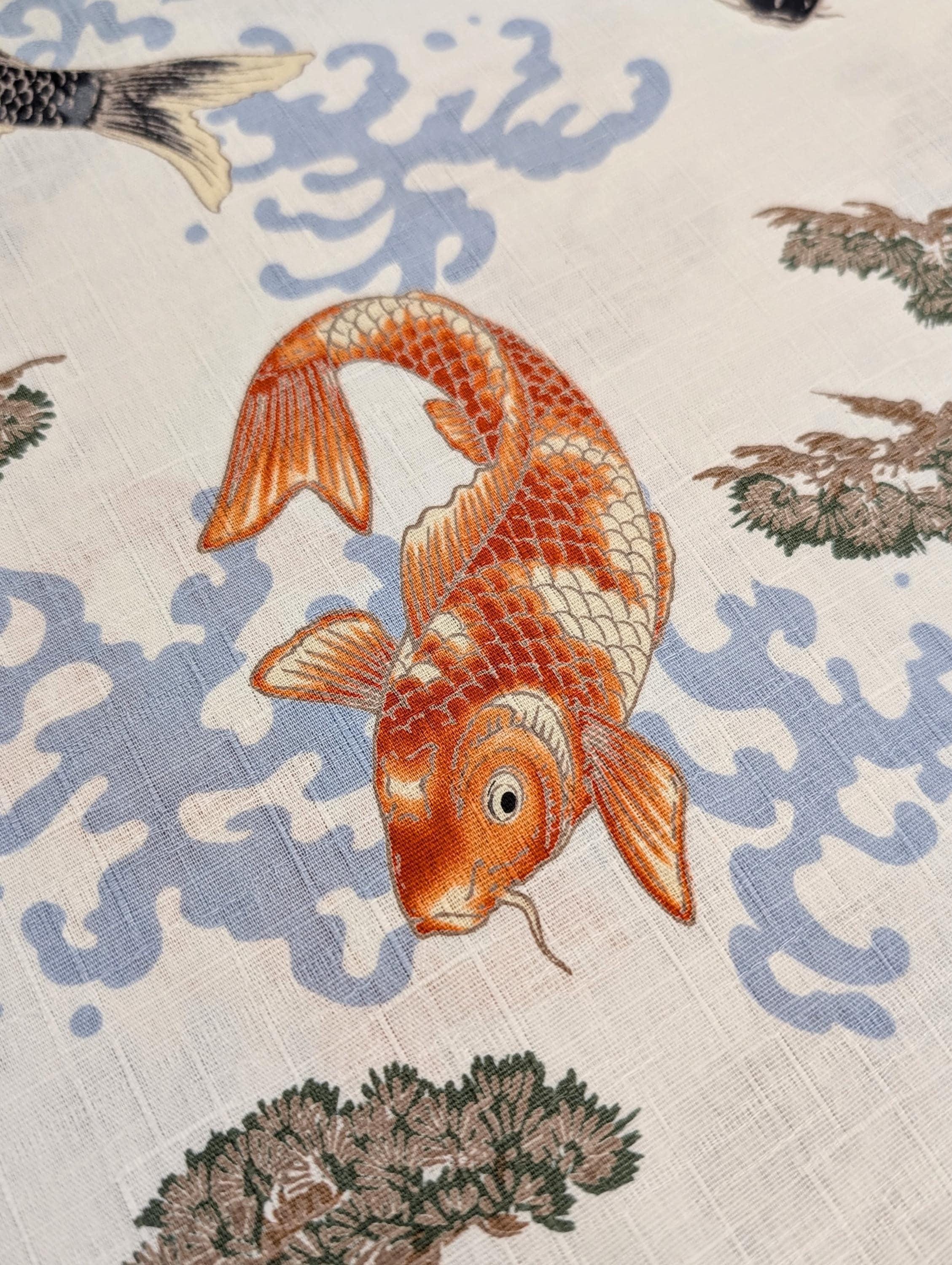 Hokkoh - Hopping Koi Cotton Dobby - White