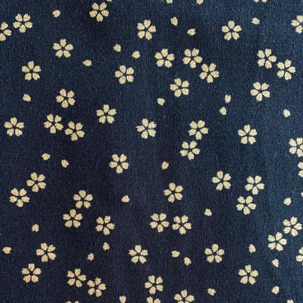 Sevenberry - Golden Cherry Blossoms Cotton Fabric - Black