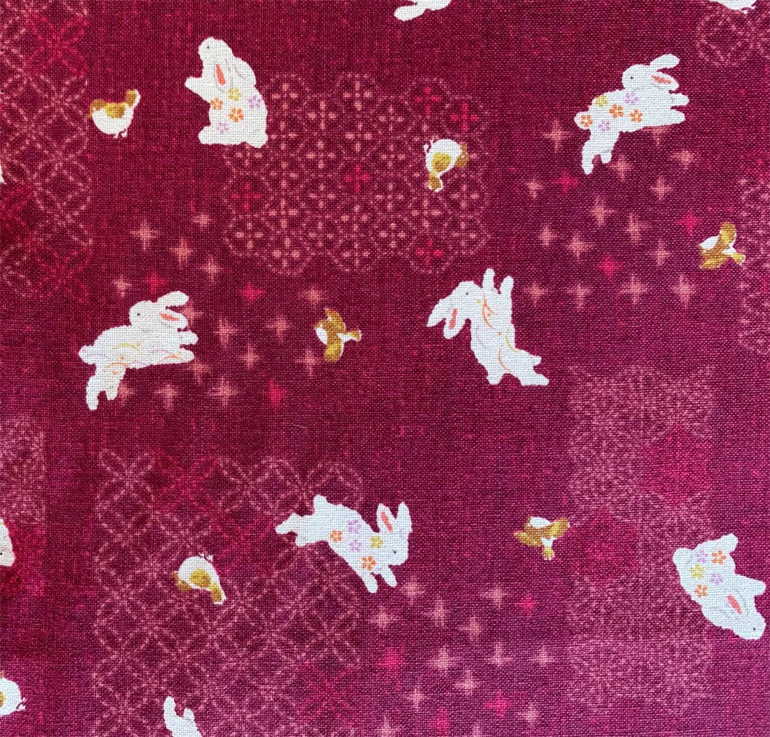 Sevenberry - Patchwork Rabbits Cotton Fabric - Red