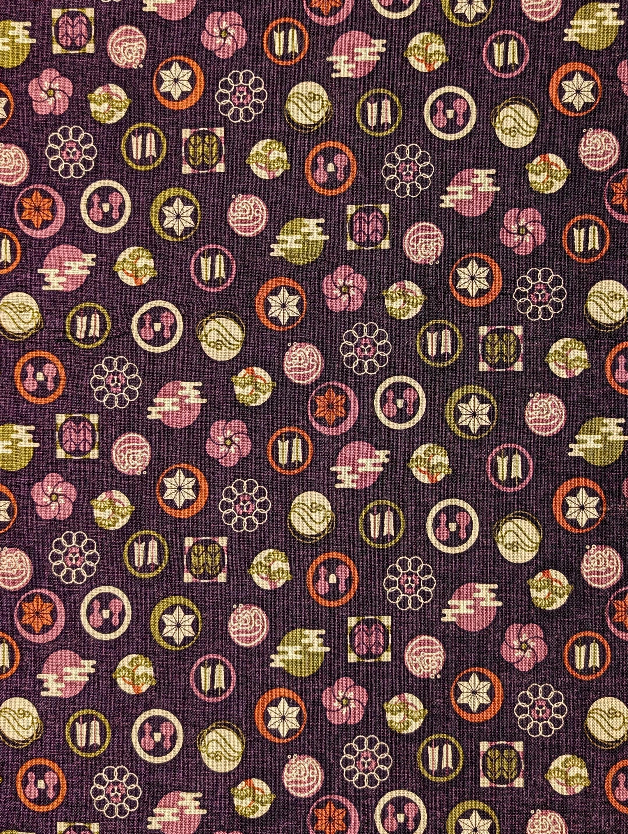 Sevenberry - Rustic Crests Cotton Fabric - Purple