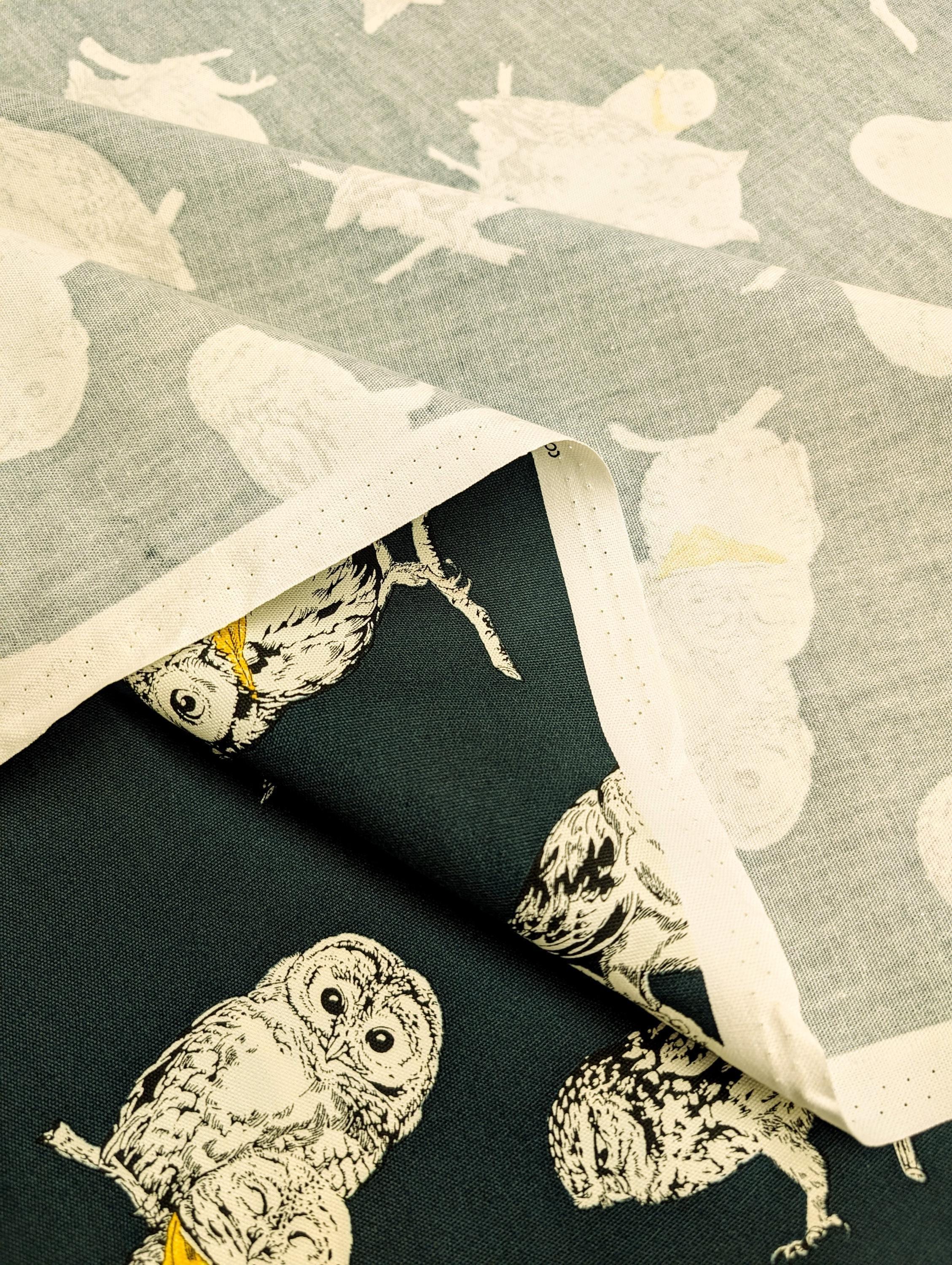 Cosmo - Owls in Bandanas Cotton Oxford - Dark Green