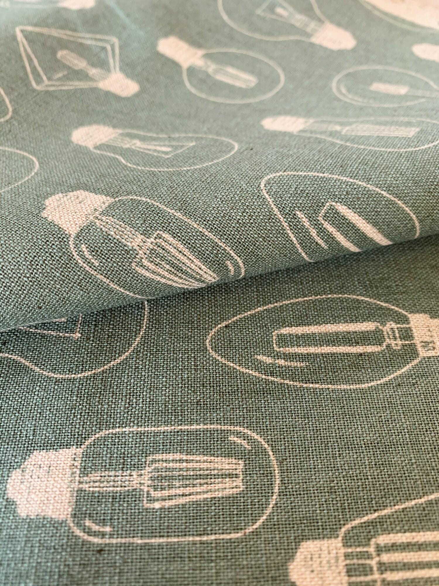 Sevenberry - Lightbulbs Cotton/Linen Canvas - Green