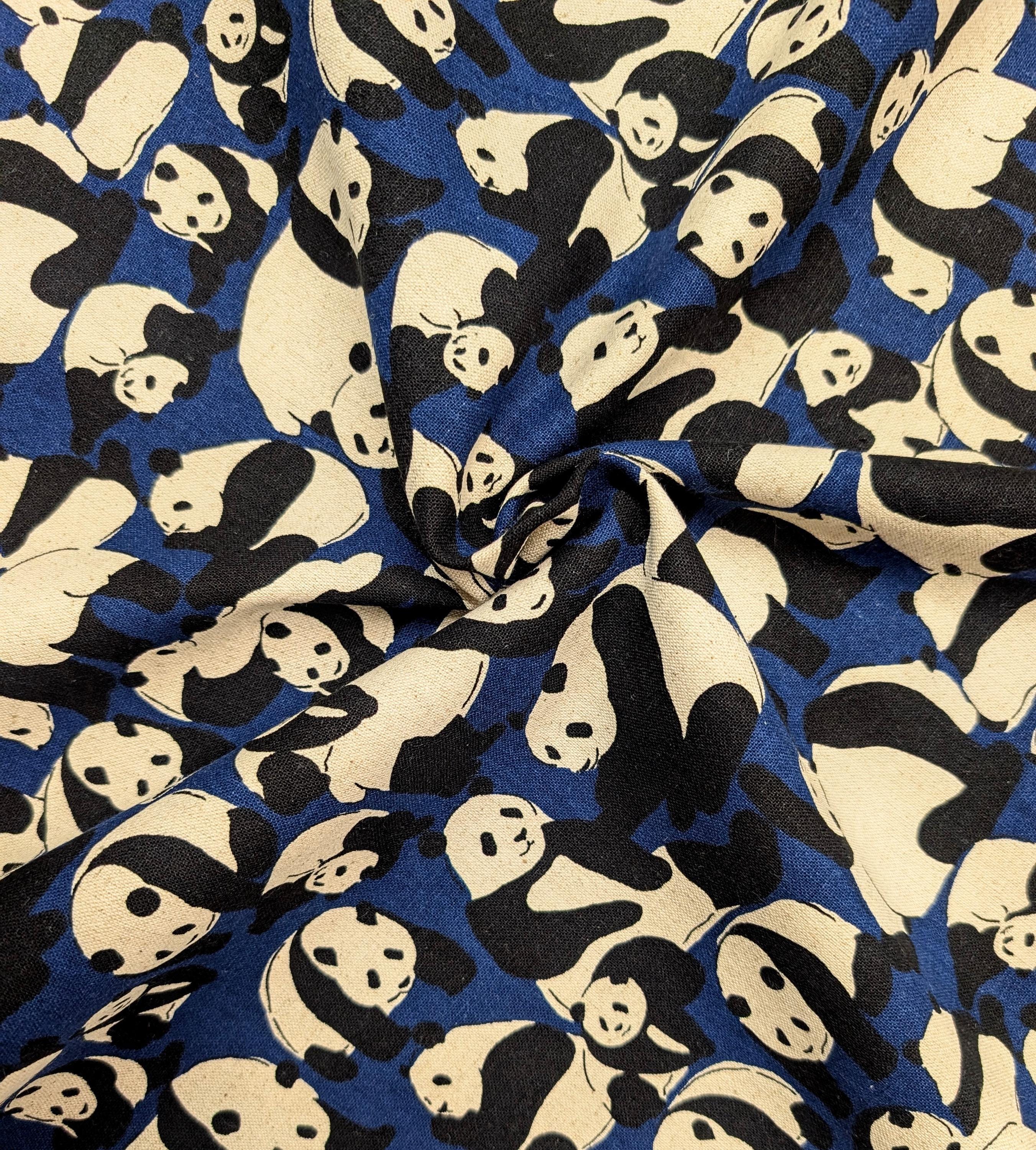 NEW Panda Bears Sevenberry Japanese cotton linen light canvas fabric 850406-1-5