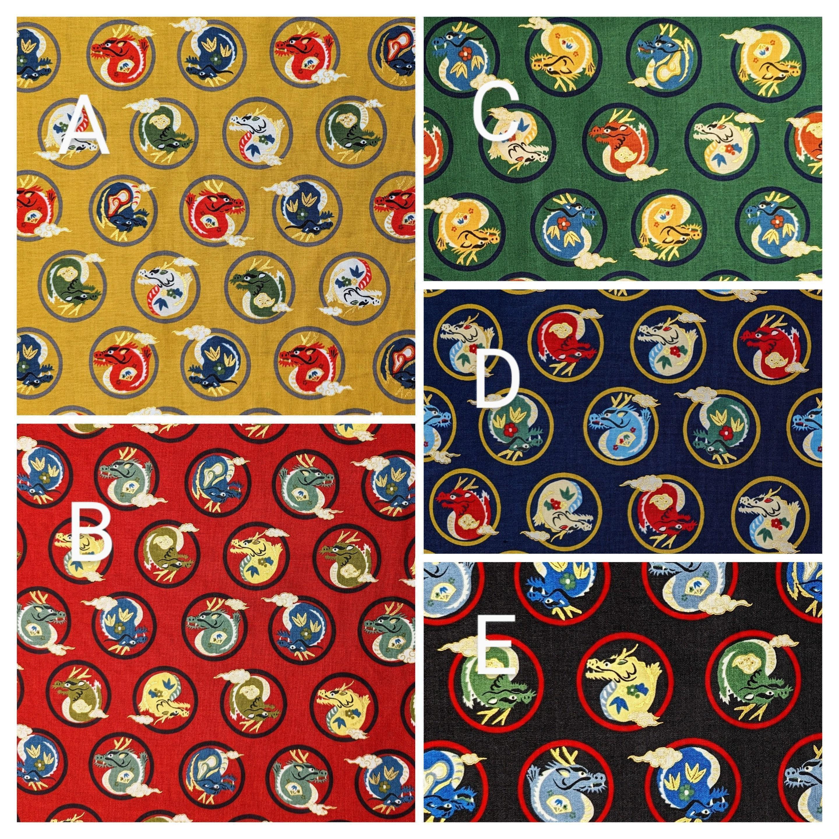 Hokkoh - Little Dragons Cotton Fabric - Red