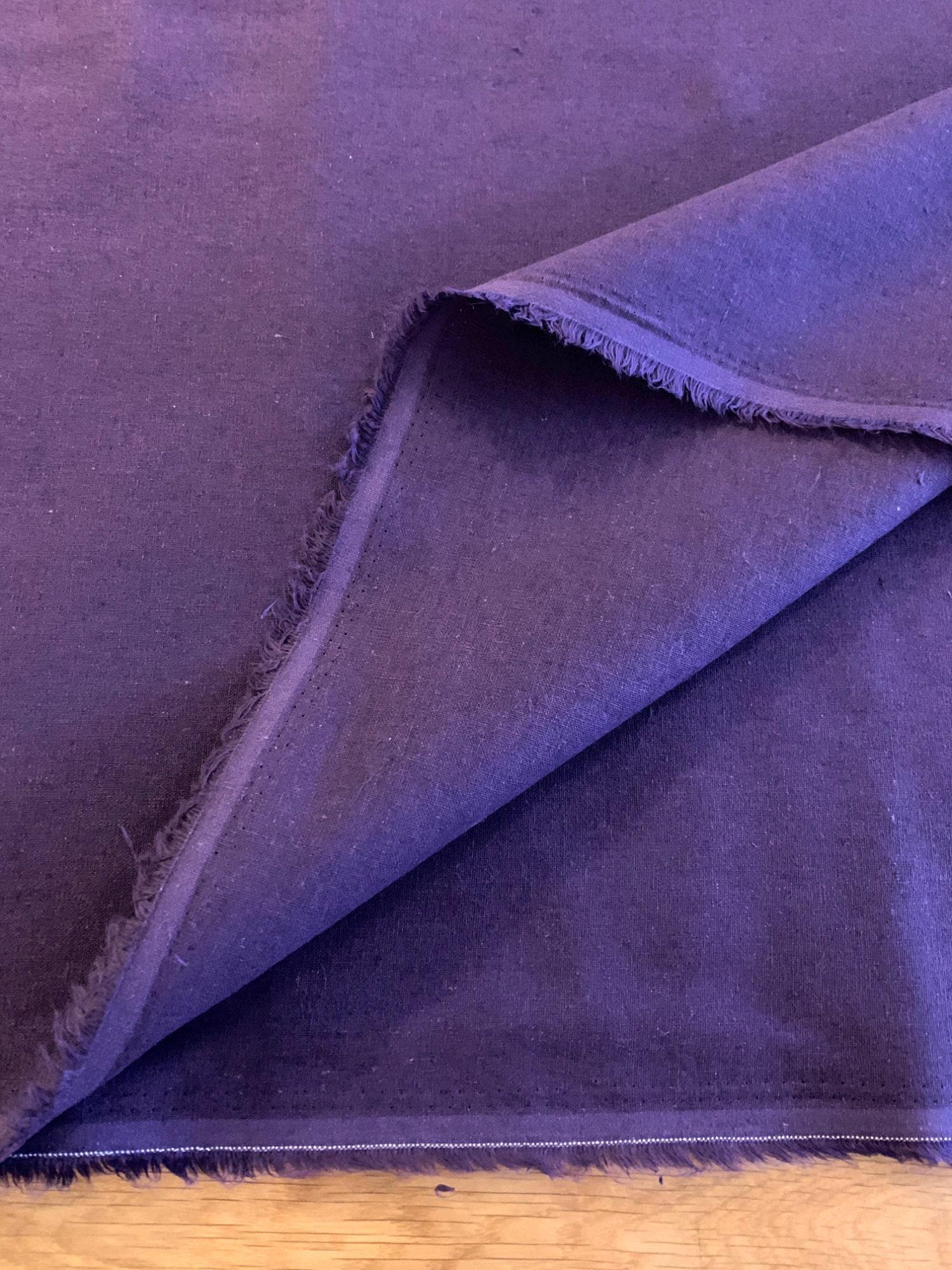 Hishiei - Solid Color Cotton/Linen Fabric - Purple