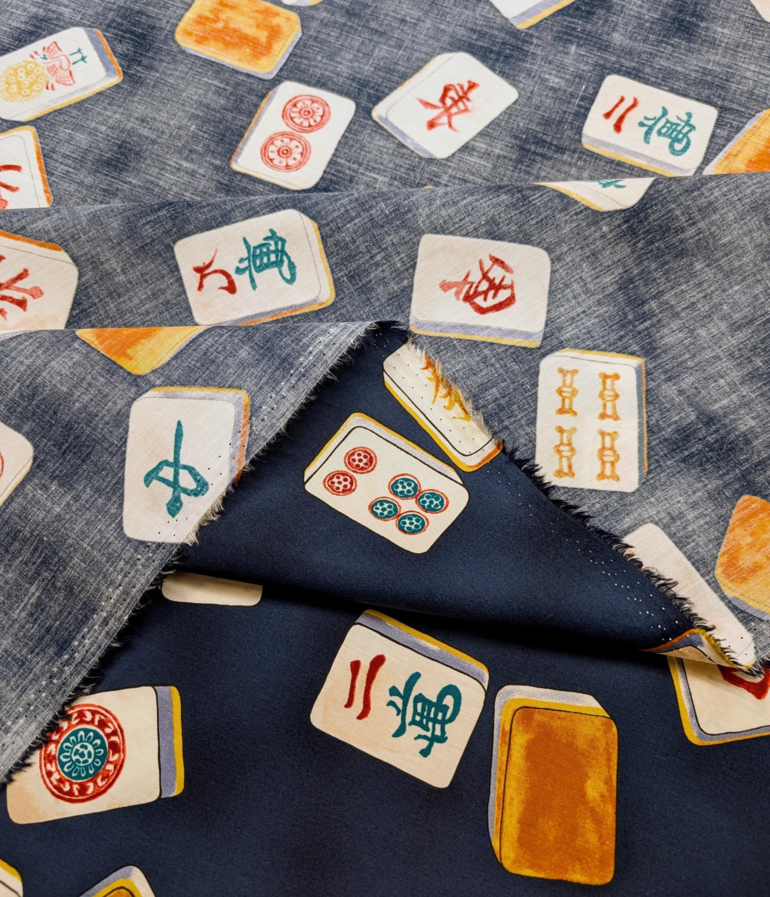 Mahjong Tiles Hokkoh Japanese cotton fabric 1025-200-3 D blue