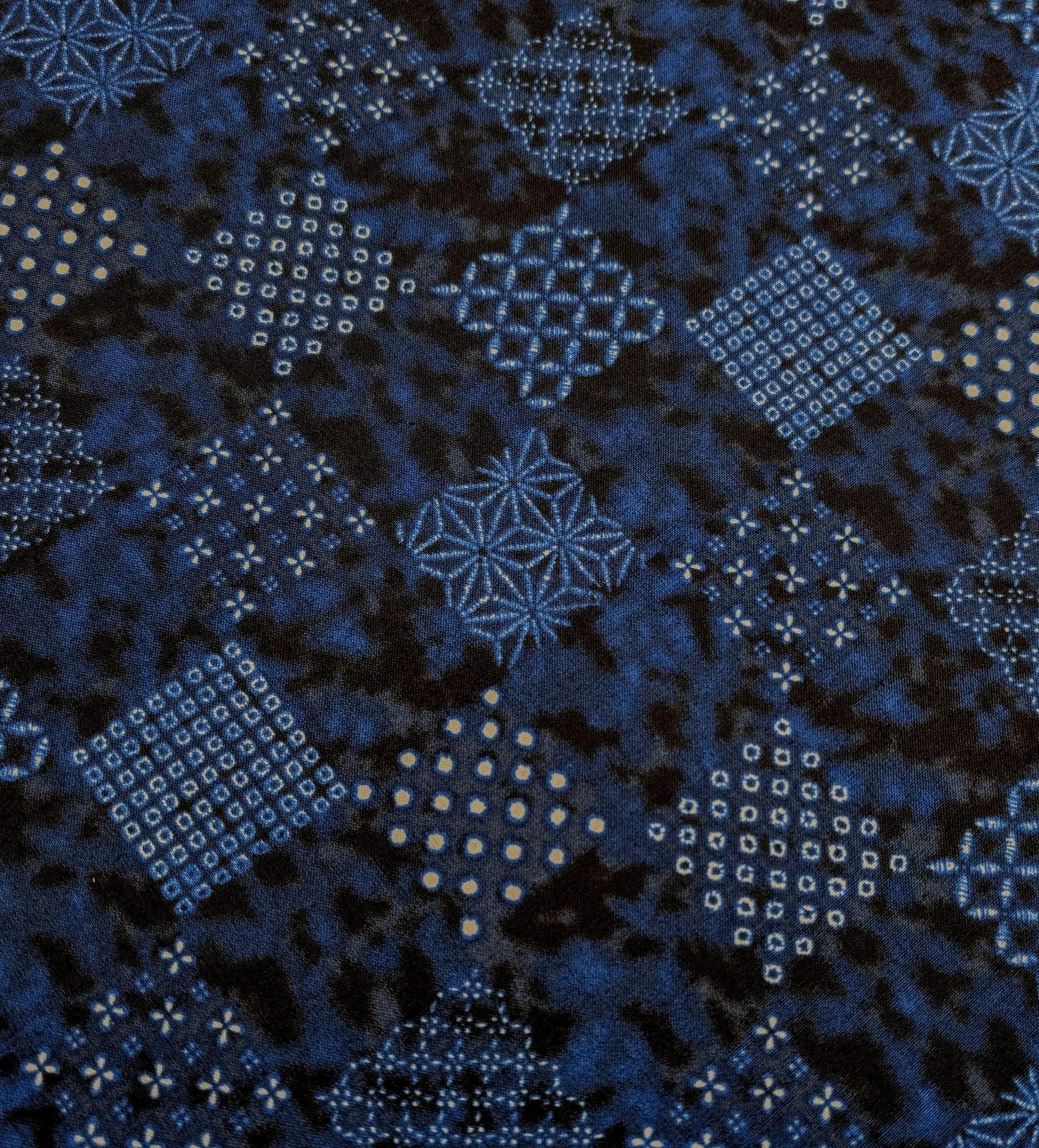 Sevenberry - Patterned Squares Shibori-Style Collection Cotton Fabric - Blue