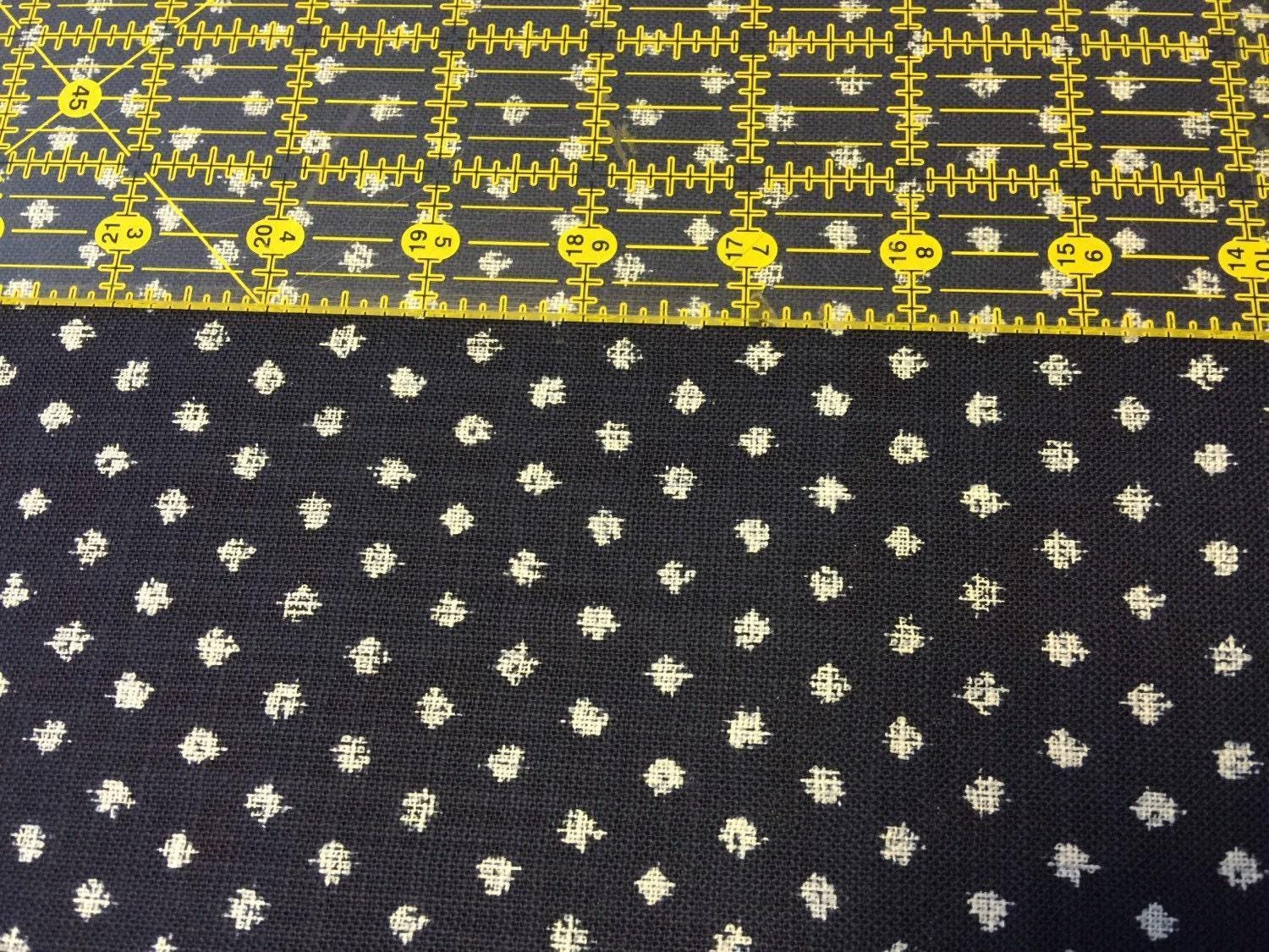 Sevenberry - Big Dot "Kasuri" Style Cotton Fabric - Navy Blue Beige