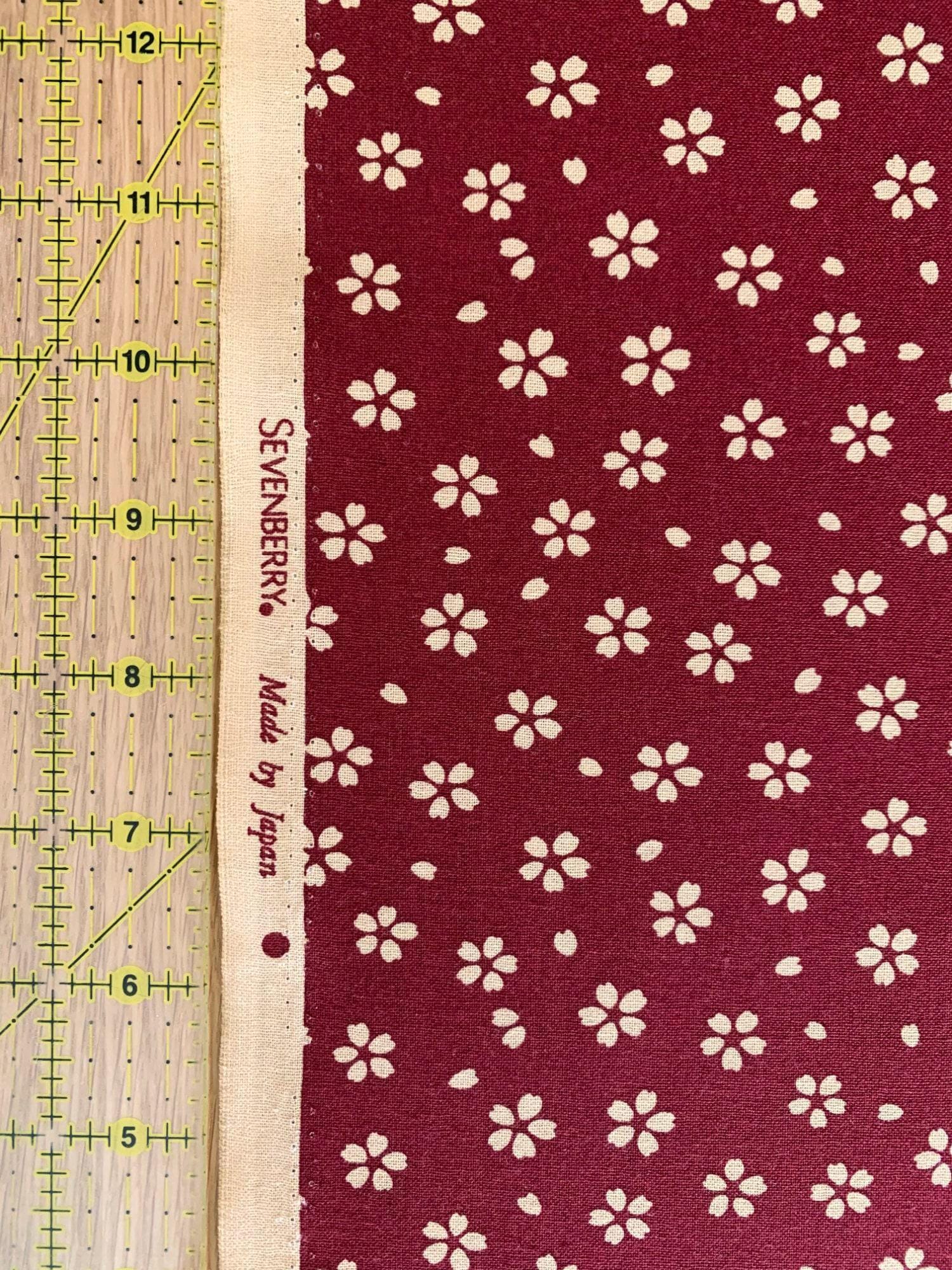 Sevenberry - Medium Cherry Blossom Cotton Fabric - Red Beige
