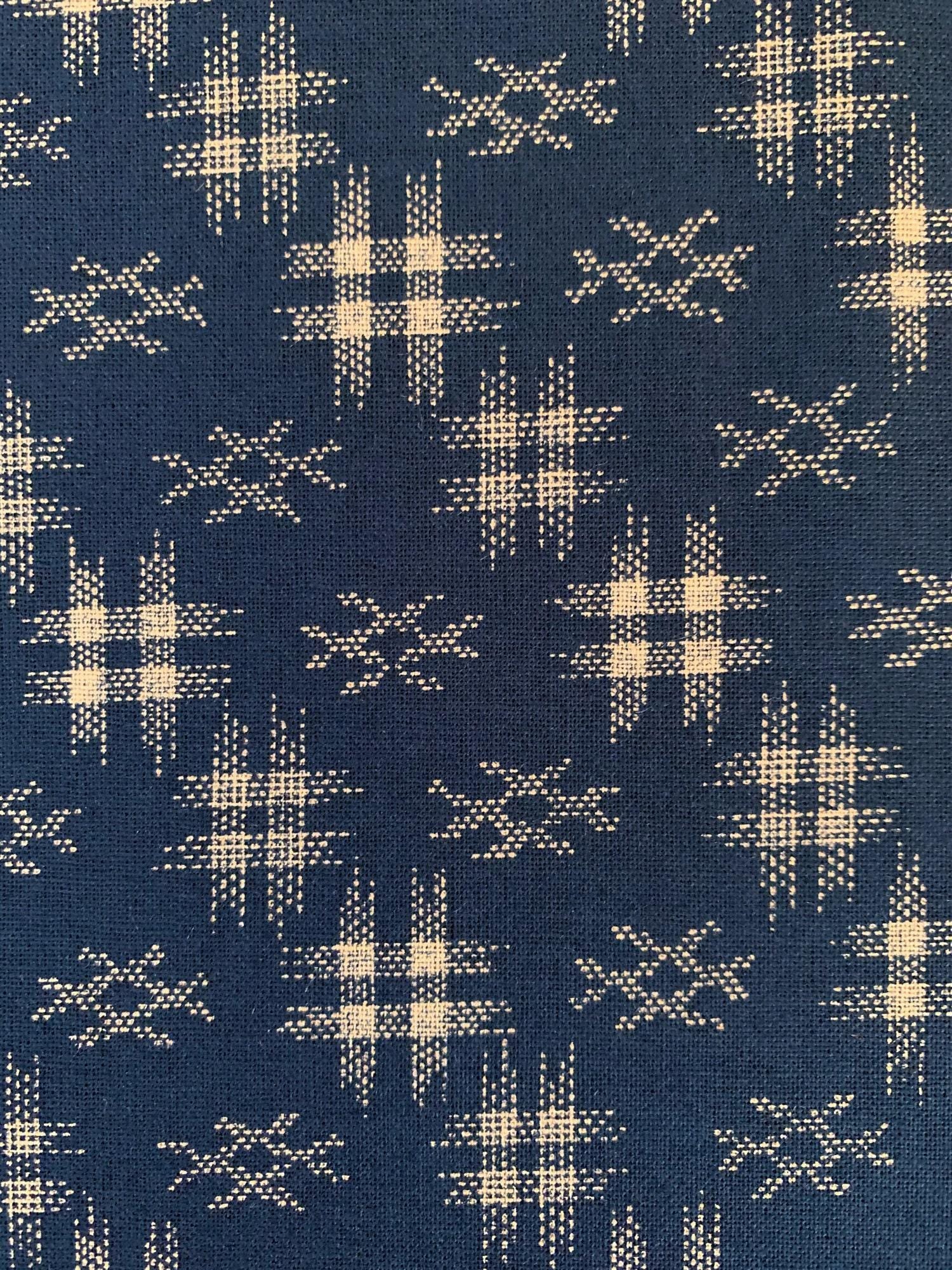 Sevenberry - Well 井戸 Hashtag Cotton Fabric - Blue Beige