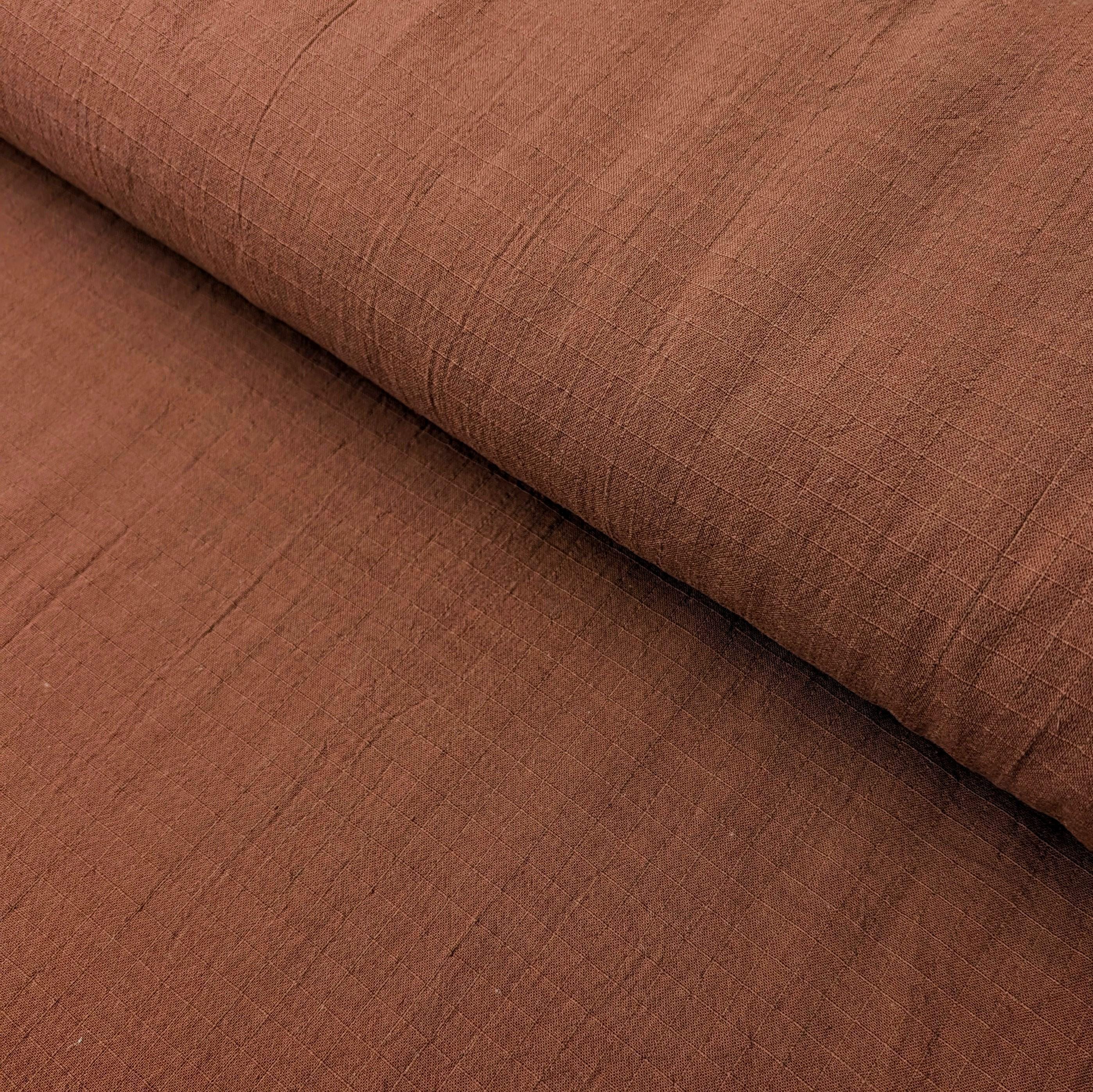 NEW Soft Gridded Dobby Cosmo Japanese cotton linen fabric AD-5747 214 seal brown