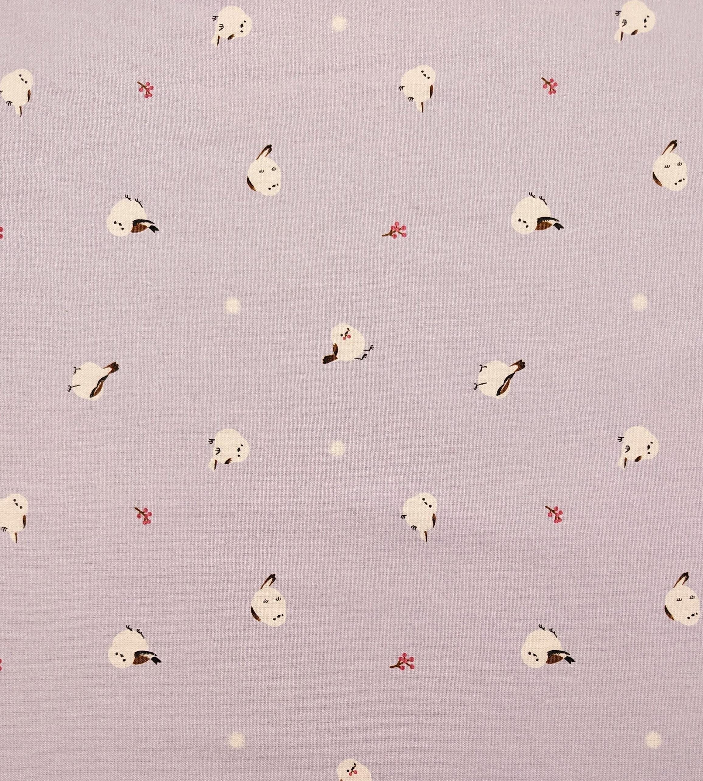 Cosmo - Winter Chickadees Cotton Oxford - Lilac