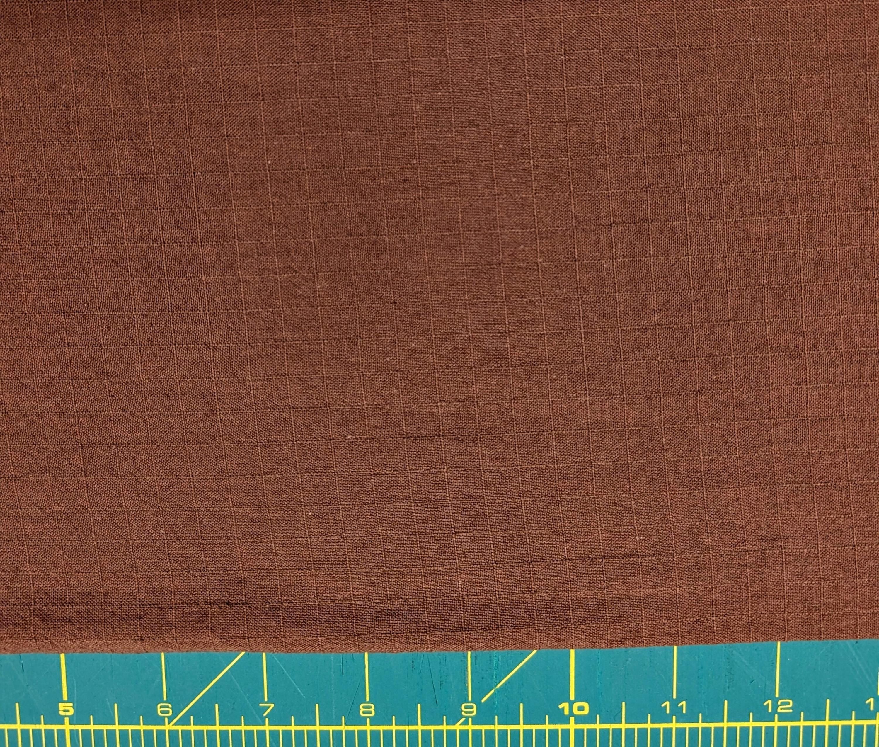 NEW Soft Gridded Dobby Cosmo Japanese cotton linen fabric AD-5747 214 seal brown