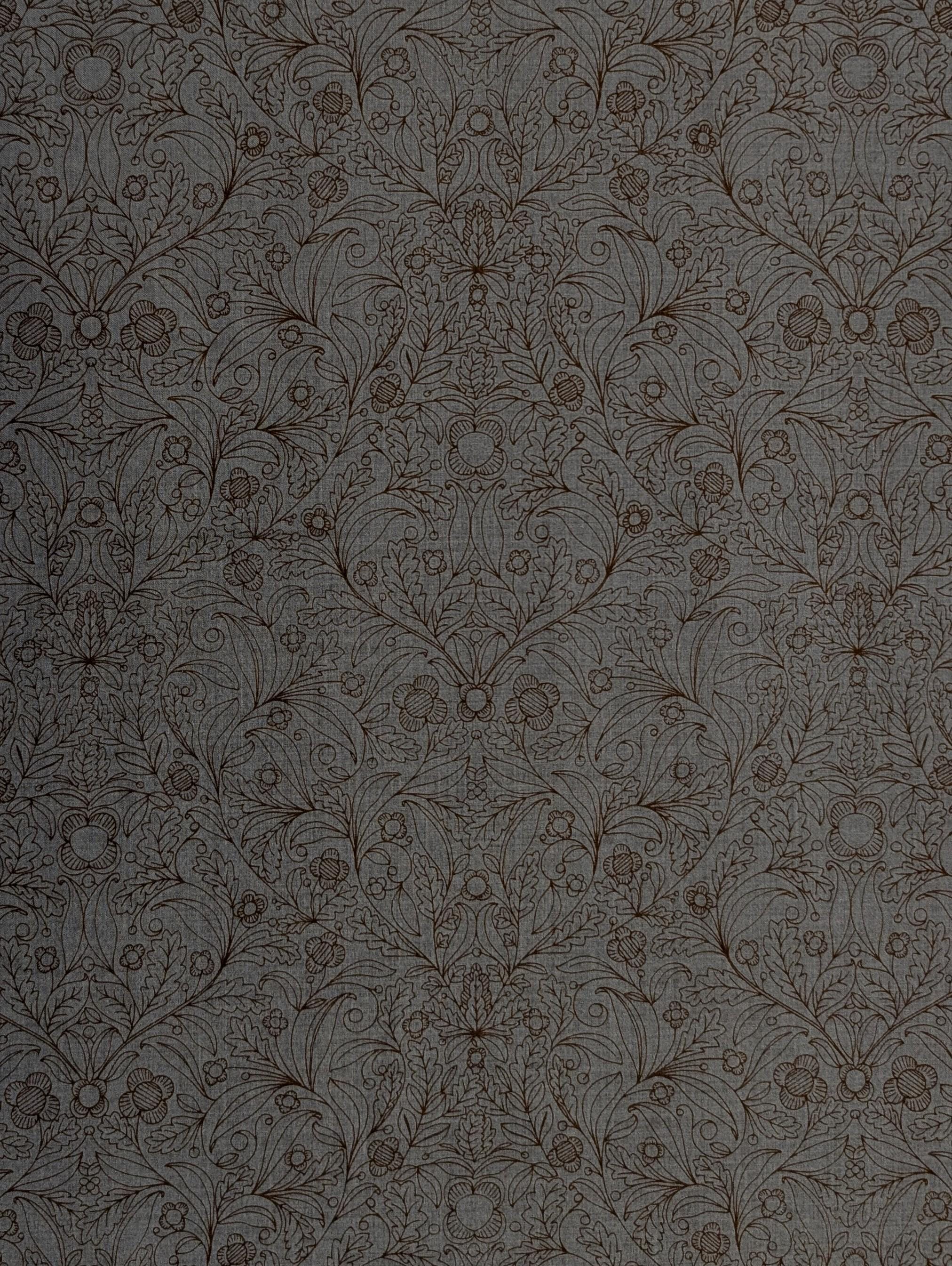 Hokkoh - Botanical Filigree Cotton Lawn - Blue and Black