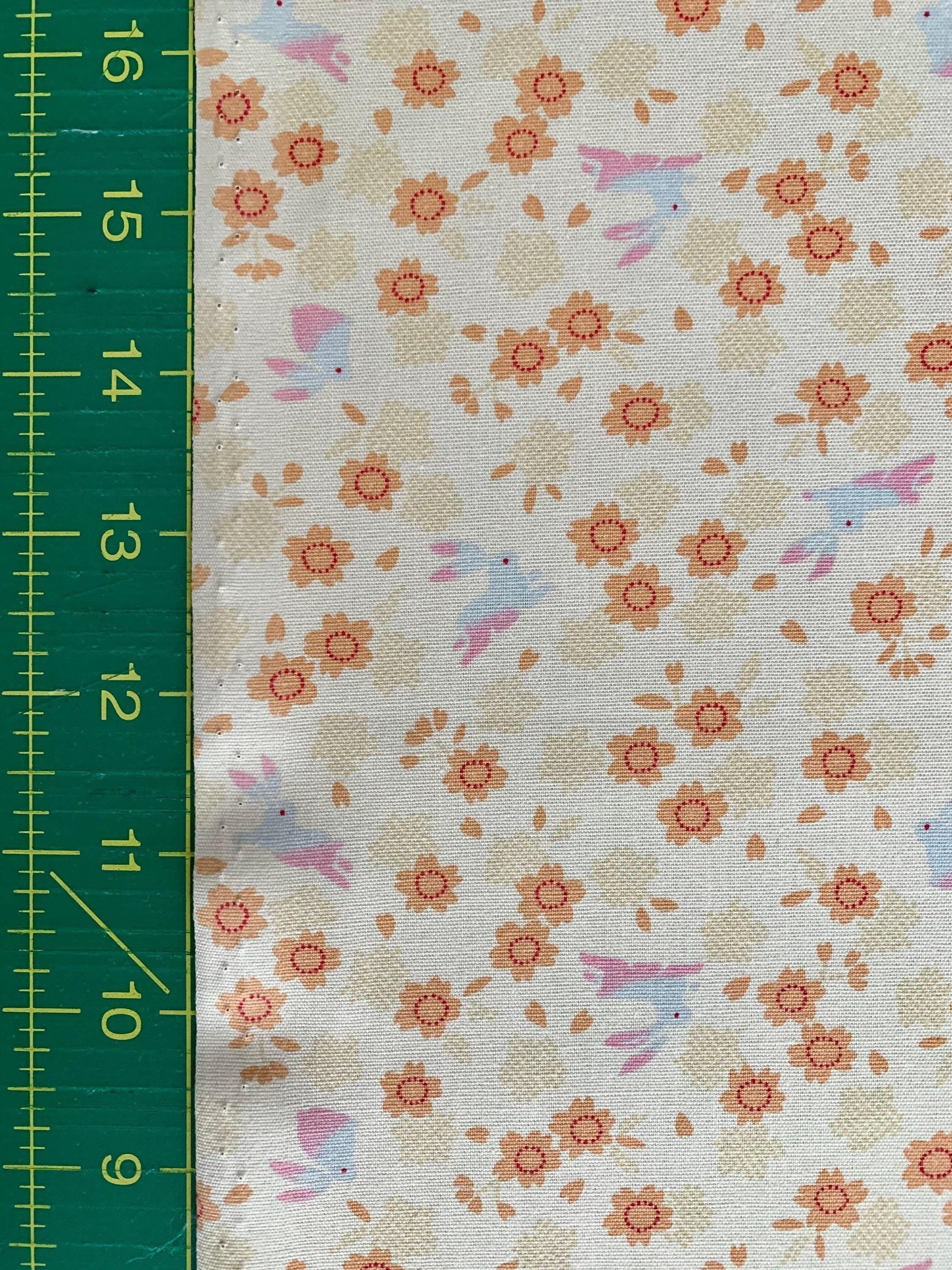 Rabbits and Cherry Blossoms Japanese cotton fabric 3060-27A cream
