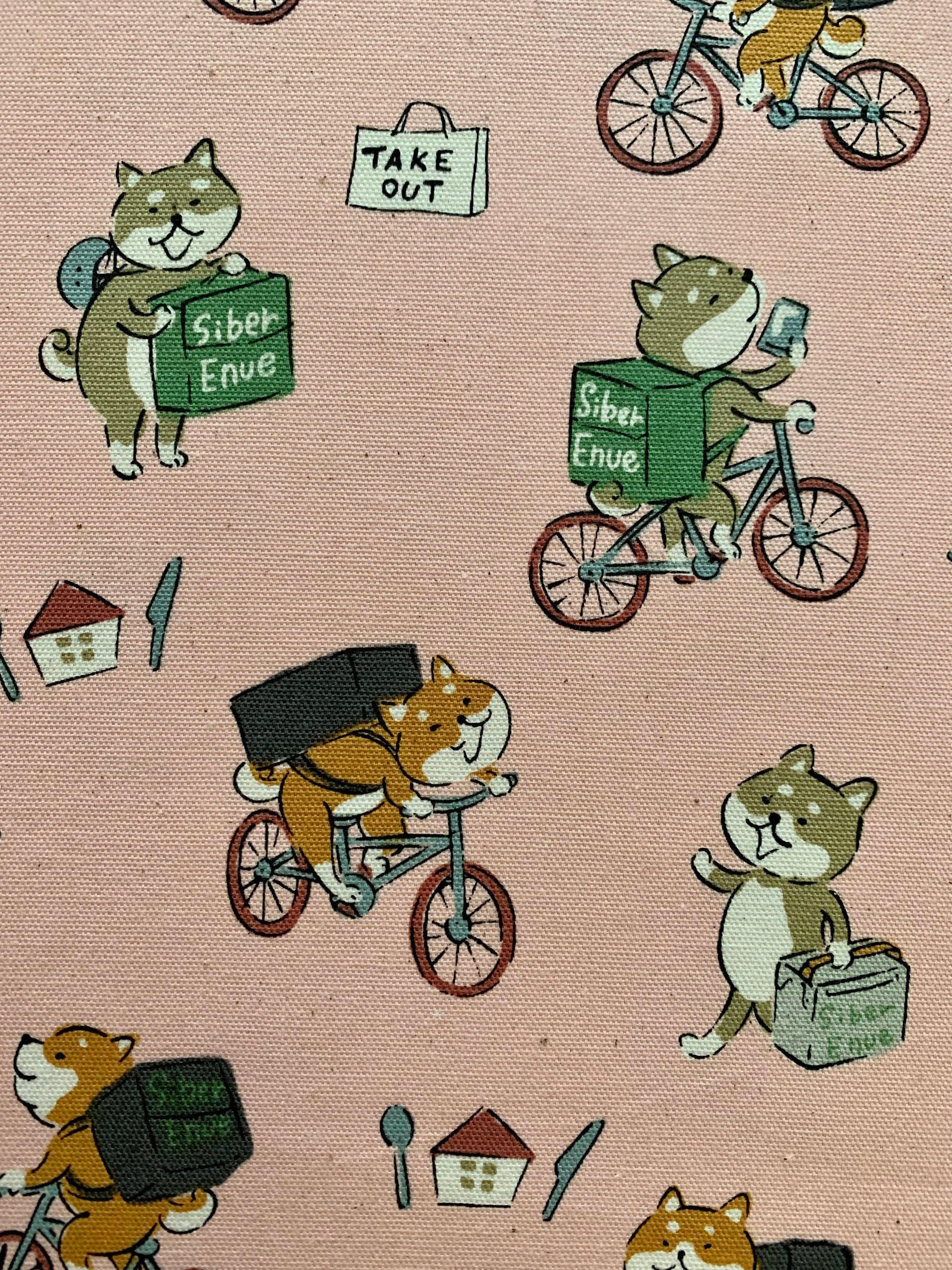 Kokka - Shiba Delivery Service Trèfle Cotton Oxford - Pink