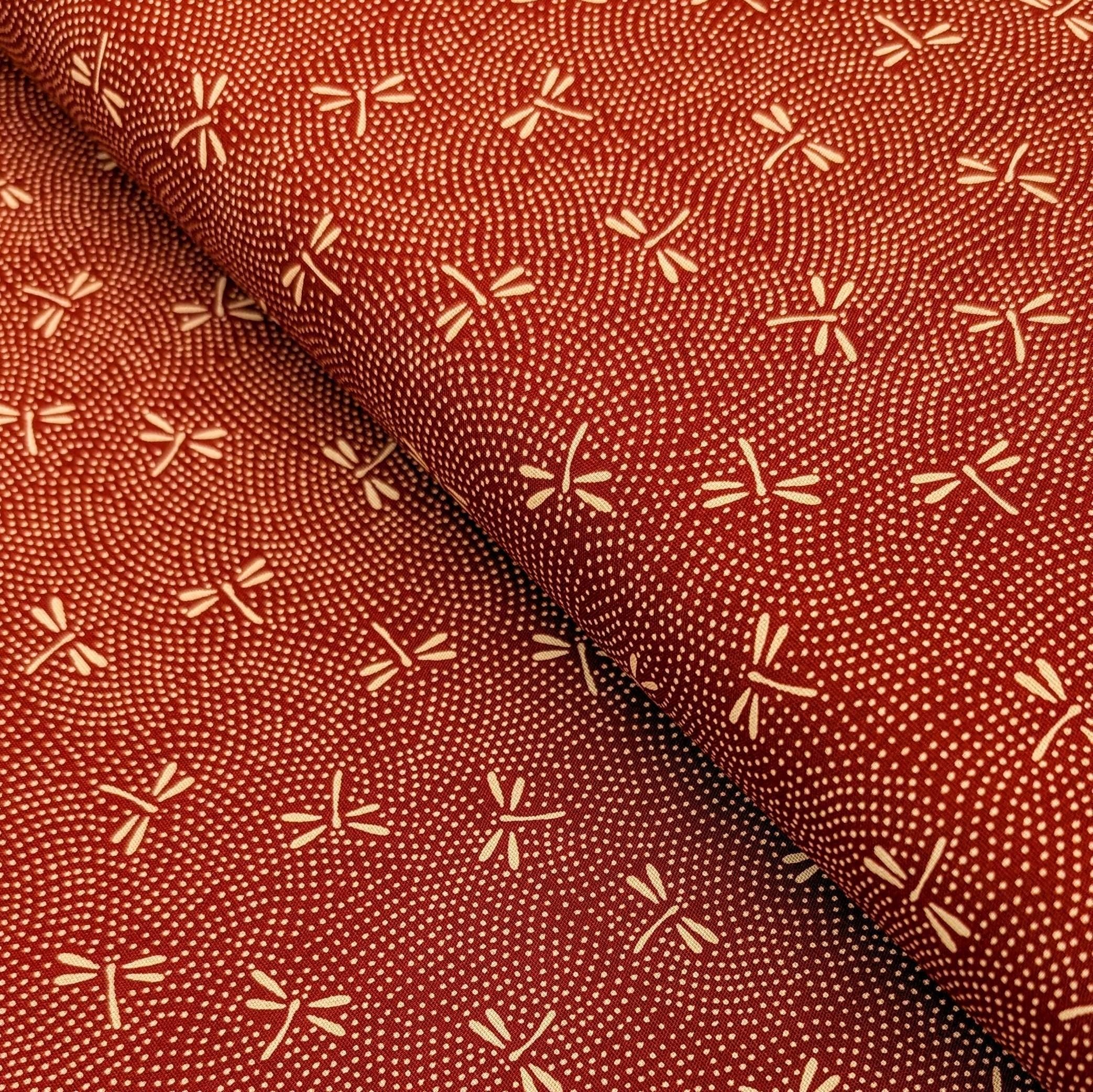 NEW Dotted Dragonflies Senyo Japanese cotton fabric SK-100-4 C red