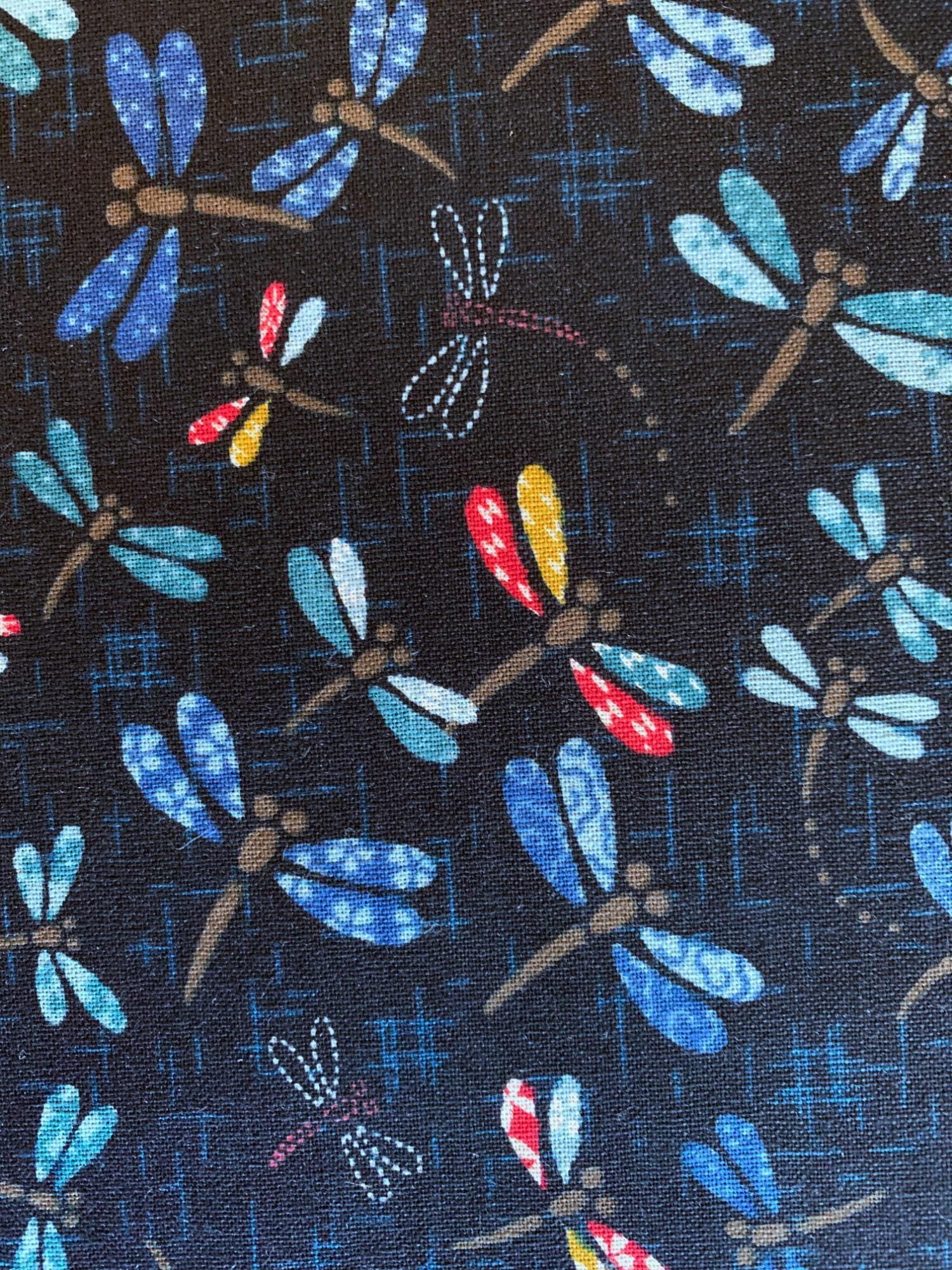 Sevenberry - Patchwork Dragonflies Cotton Fabric - Blue