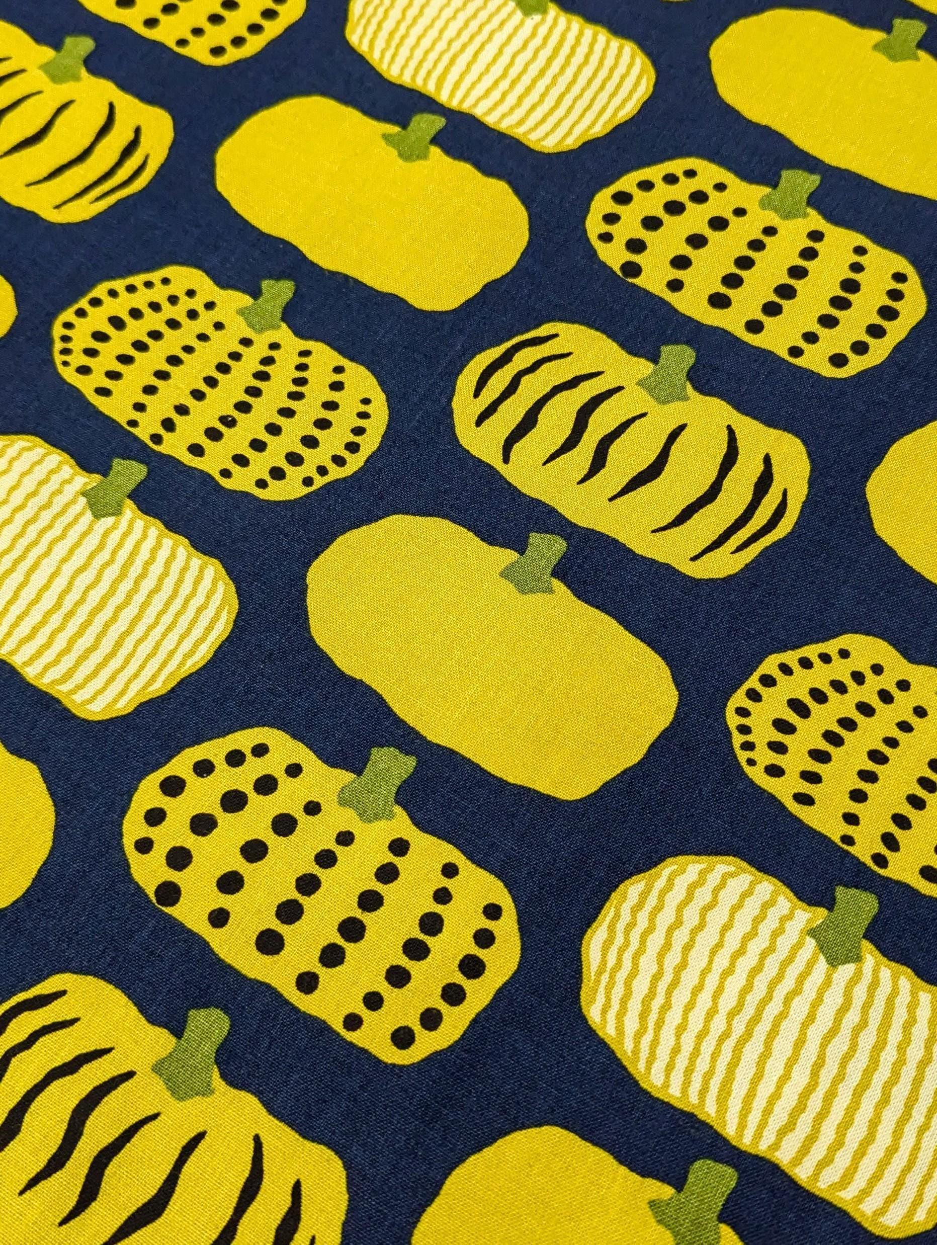 Kokka - Kabocha Pumpkins Cotton Oxford - Yellow Blue