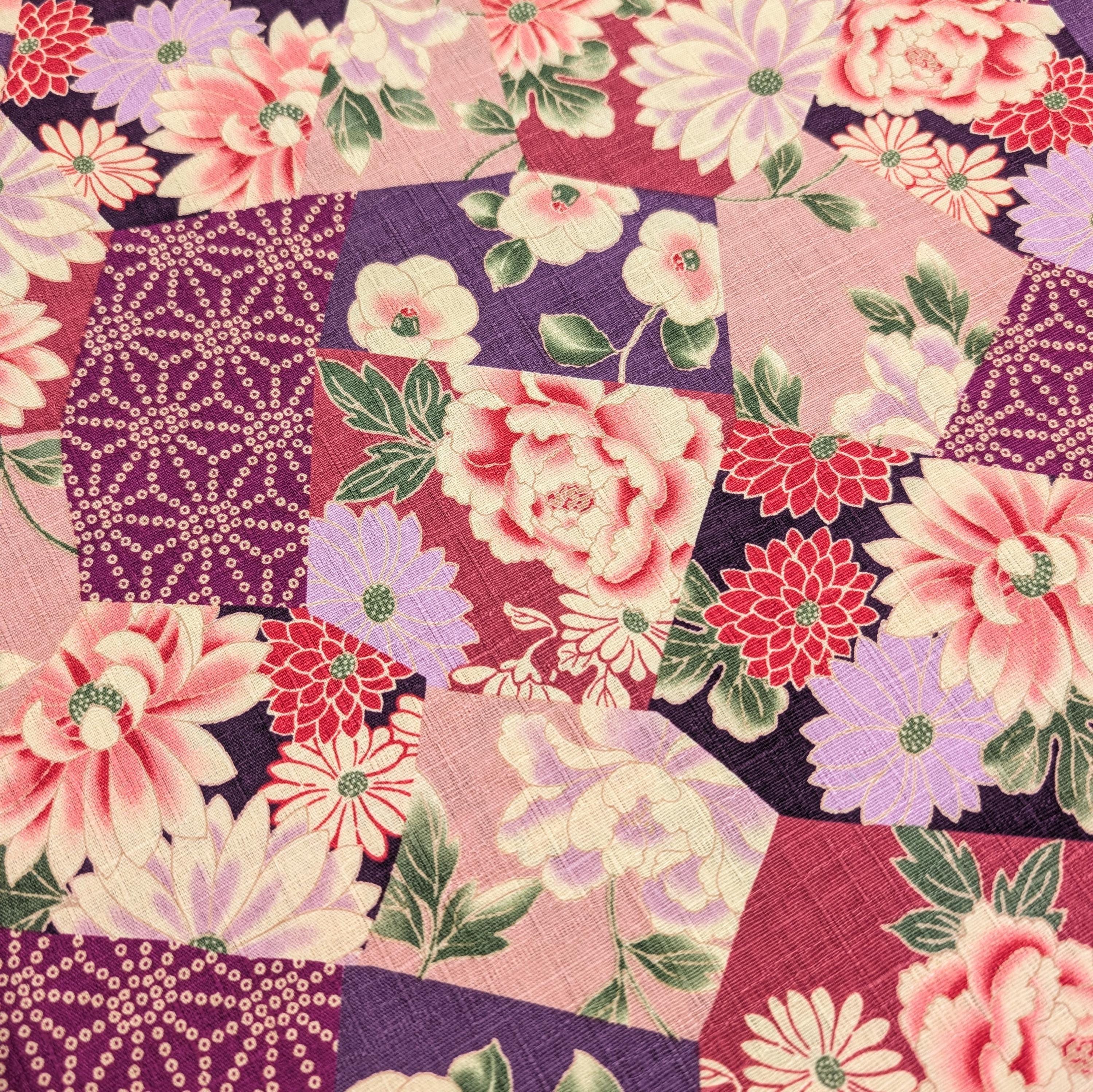 Patterned Floral Collage Hokkoh Japanese dobby cotton fabric 1025-110-2 C purple