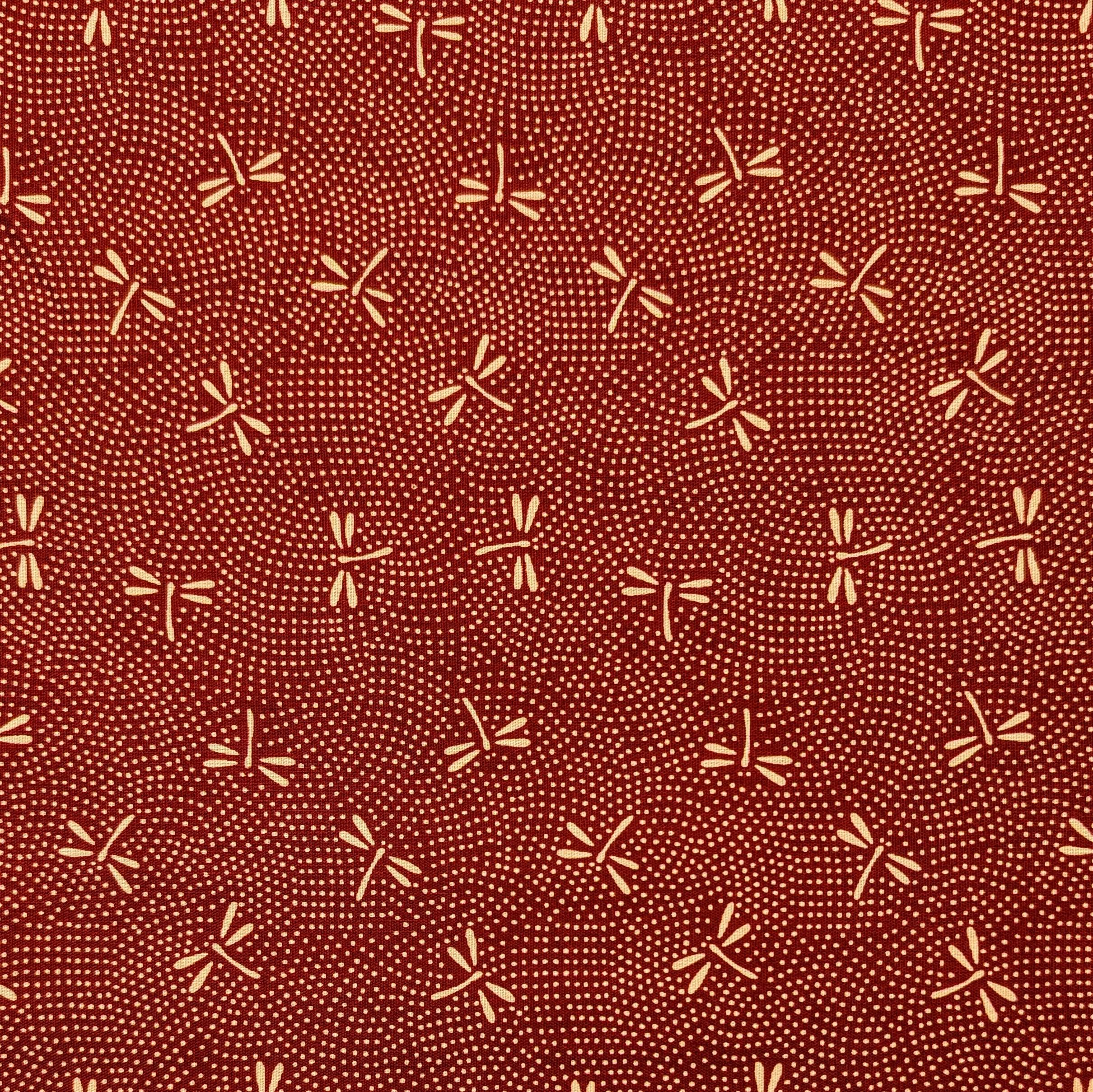 NEW Dotted Dragonflies Senyo Japanese cotton fabric SK-100-4 C red