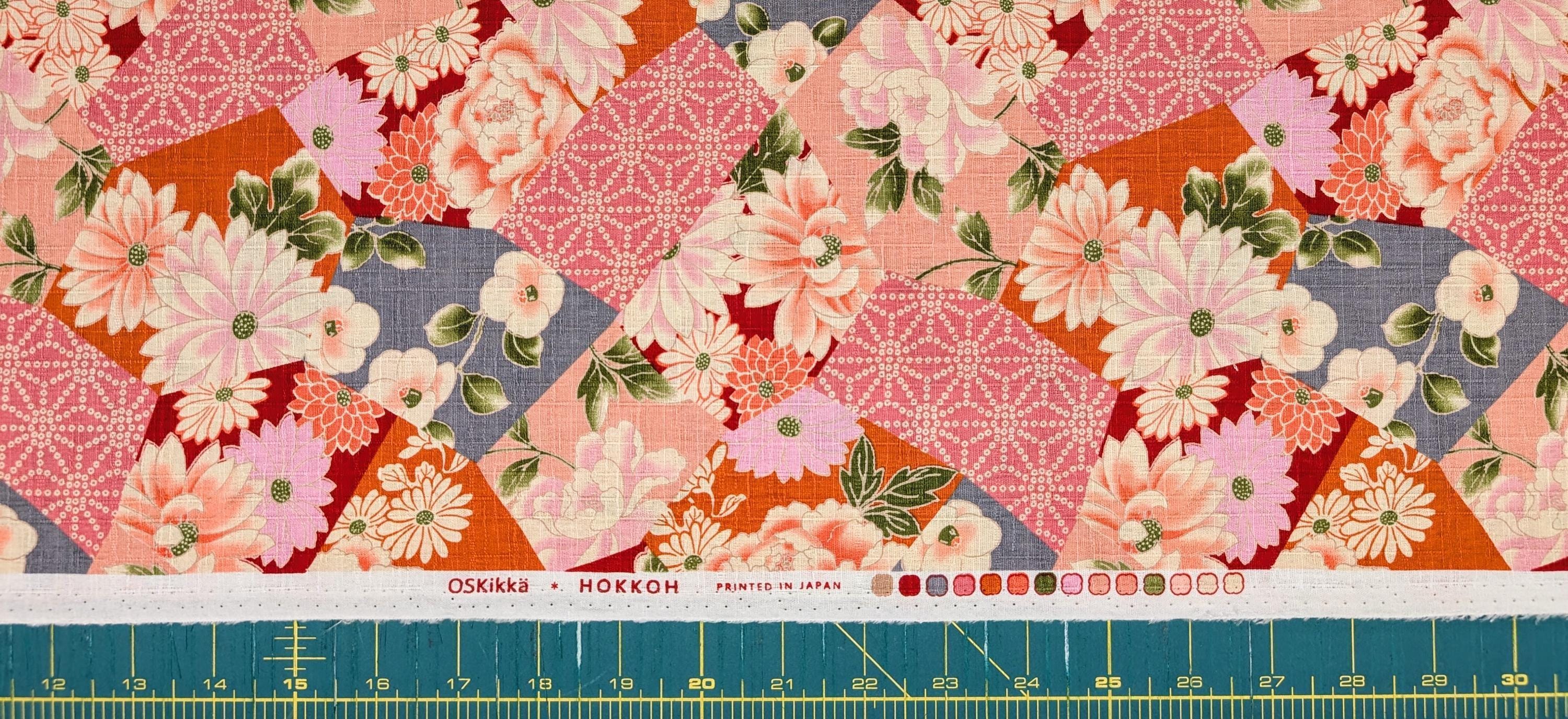 Patterned Floral Collage Hokkoh Japanese dobby cotton fabric 1025-110-2 B pink