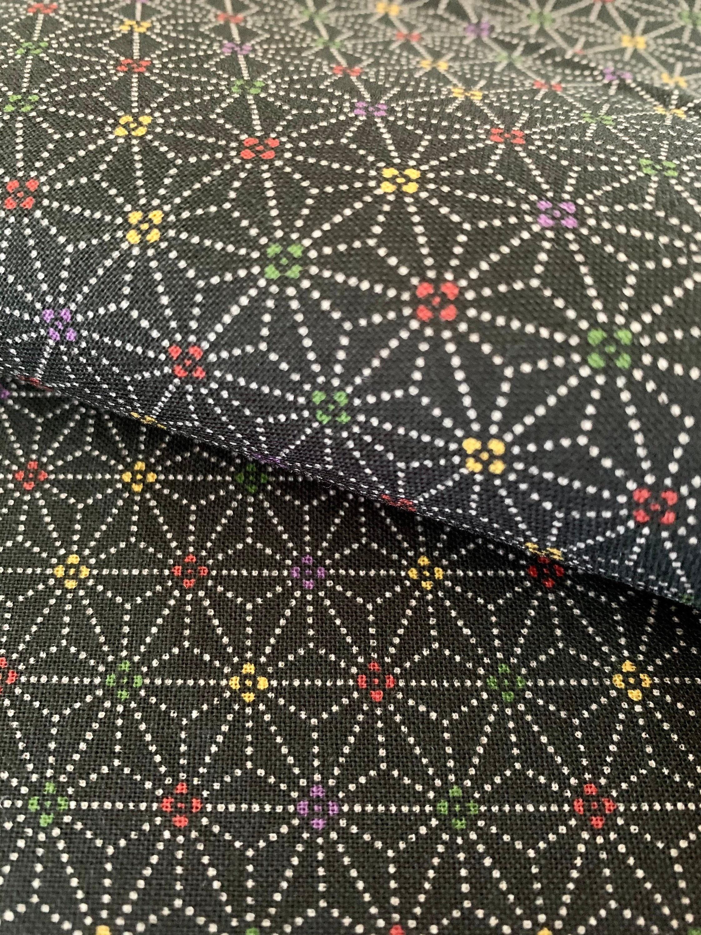 Sevenberry - Dotted Asanoha Stars Cotton Fabric - Black