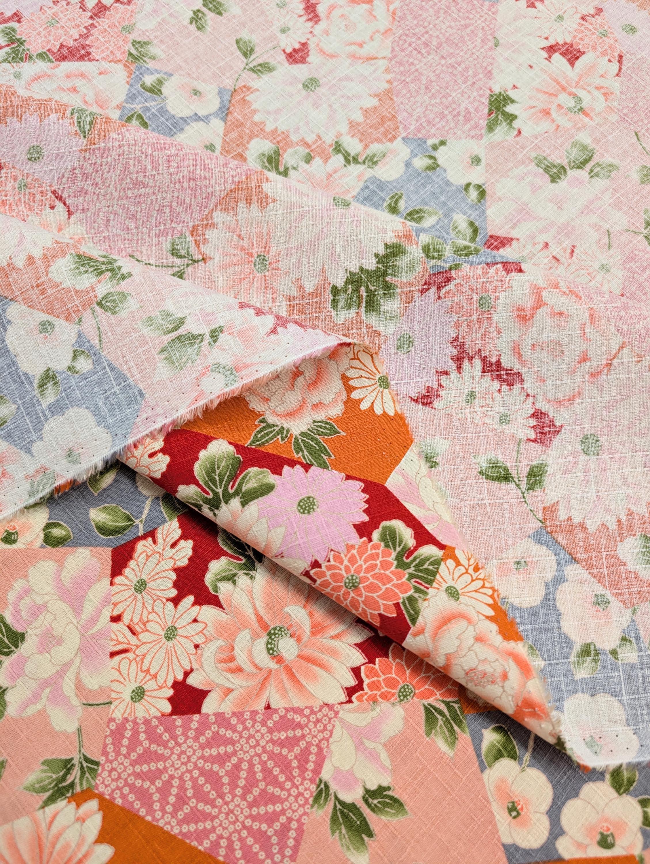 Patterned Floral Collage Hokkoh Japanese dobby cotton fabric 1025-110-2 B pink