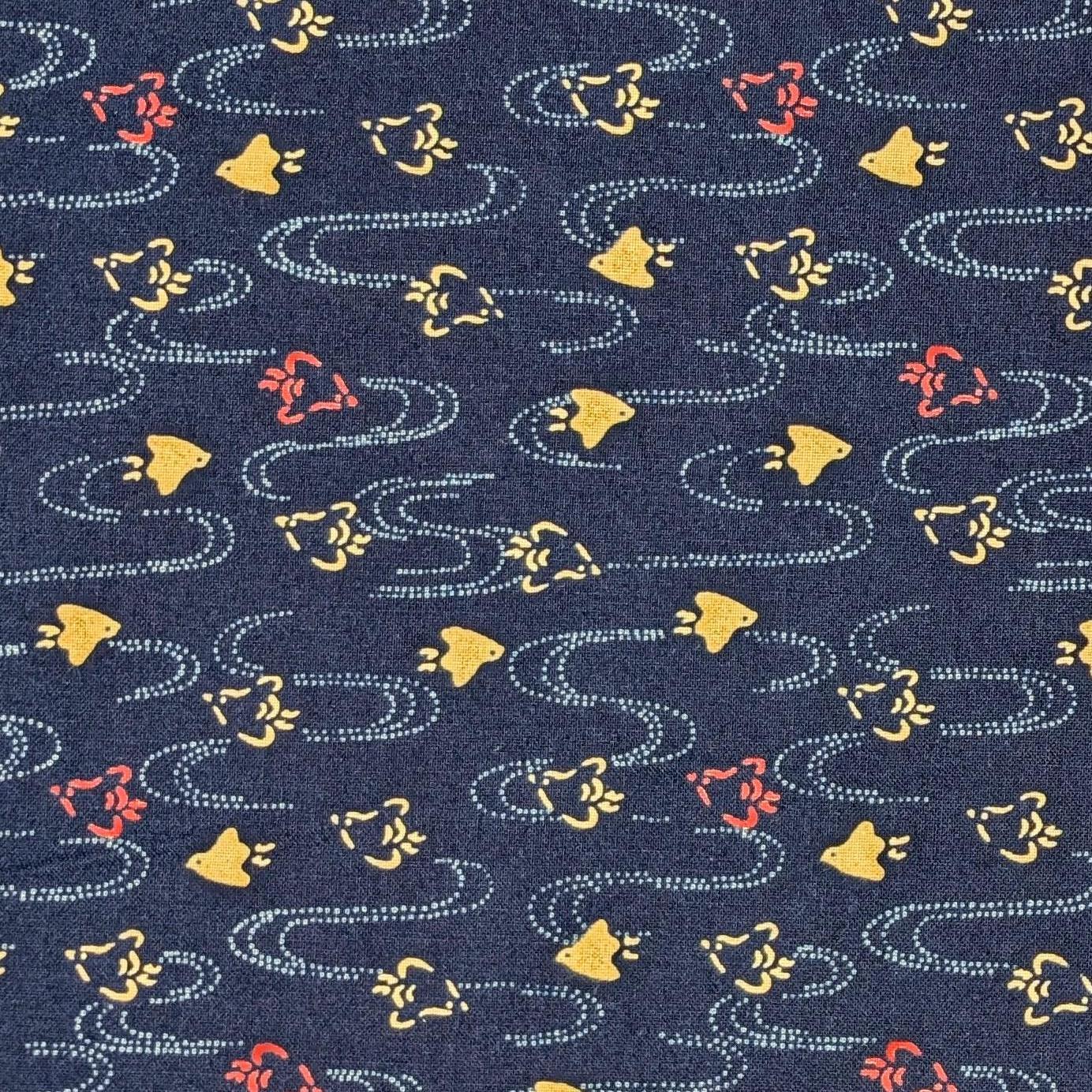 Chidori Sevenberry Japanese cotton fabric 88222-8-4 beige & blue