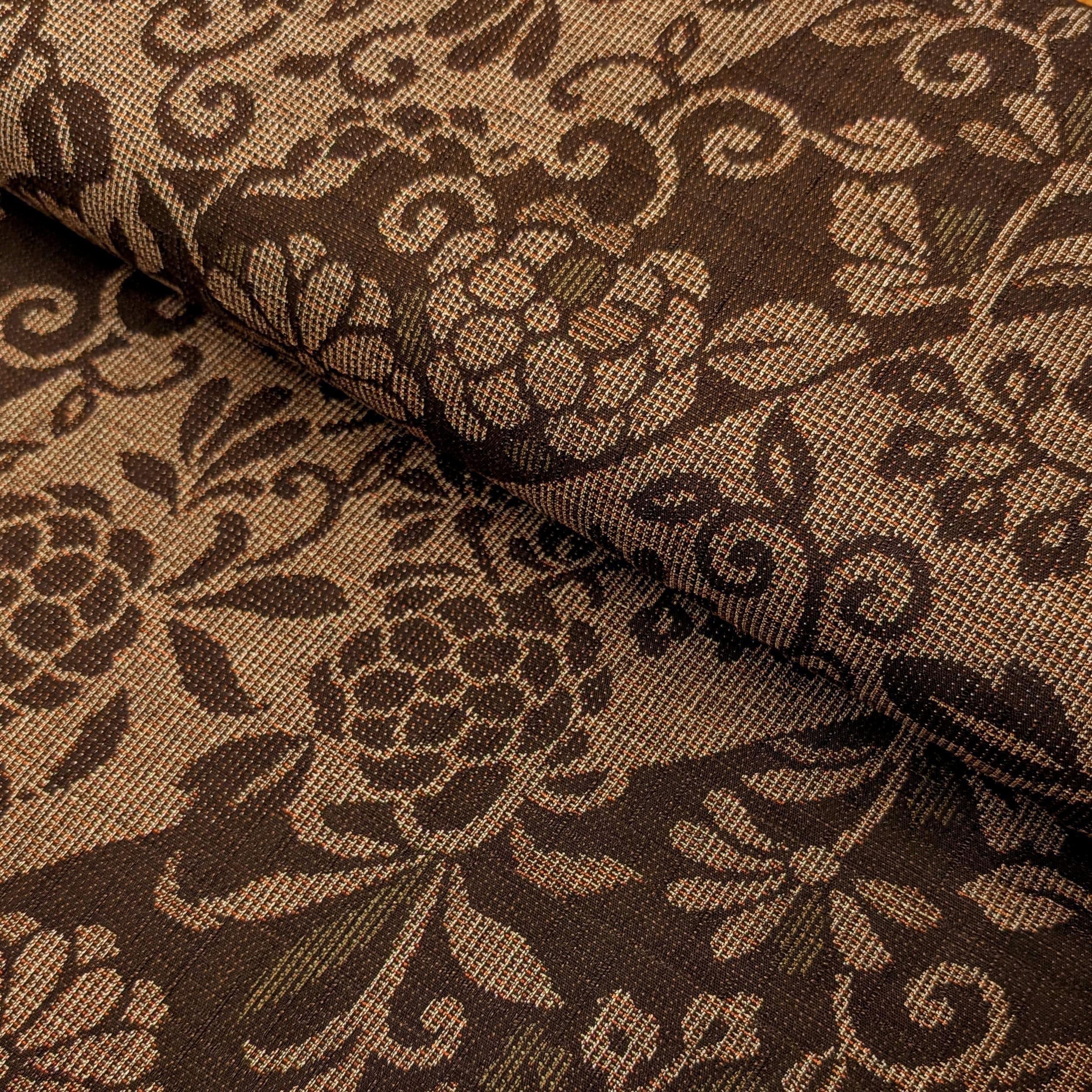 NEW Floral Silhouette Kobayashi dobby cotton fabric KTS-7020 C brown