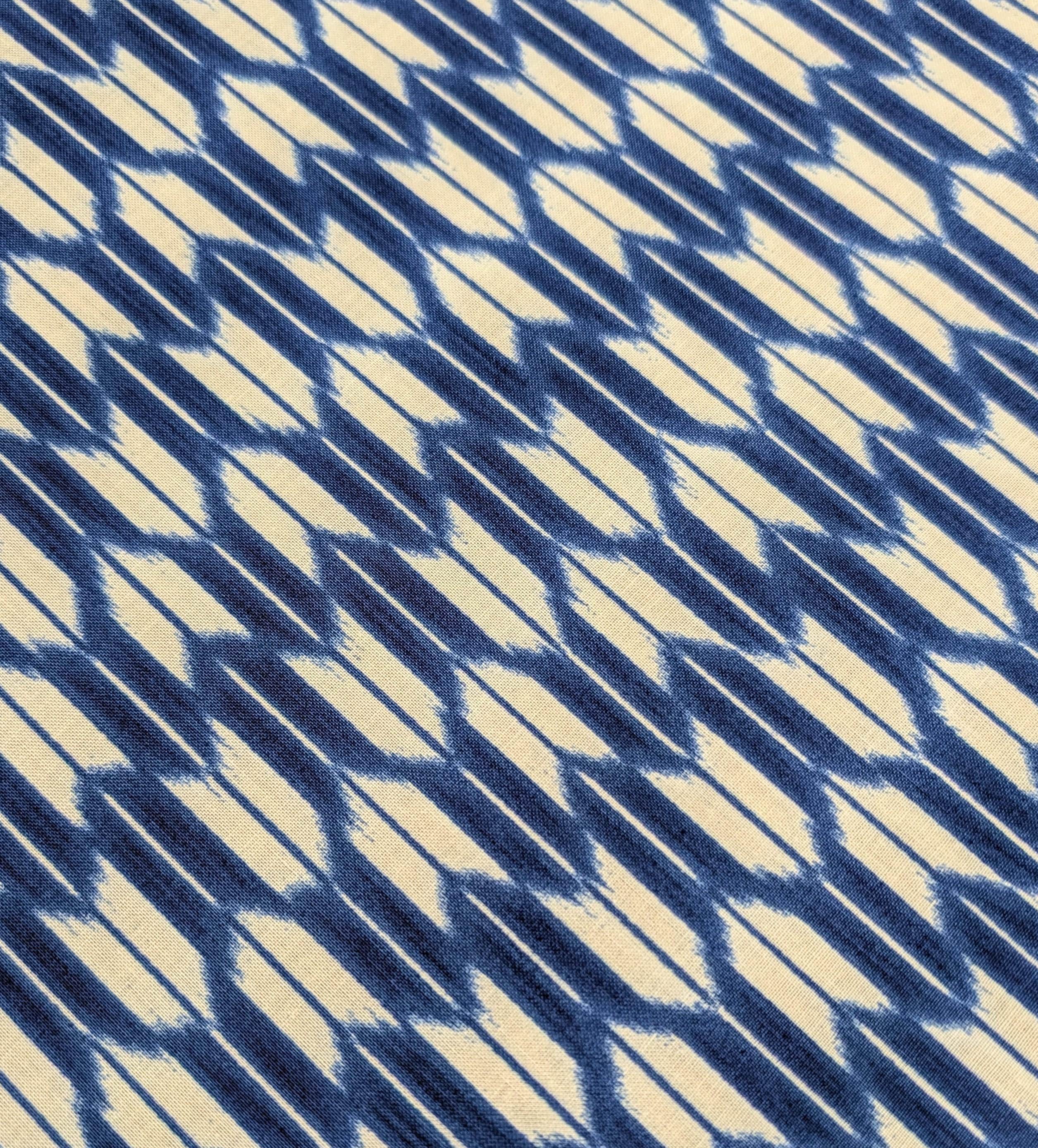Sevenberry - Arrow Printed Shibori-Style Collection Cotton Fabric - Medium Blue and White