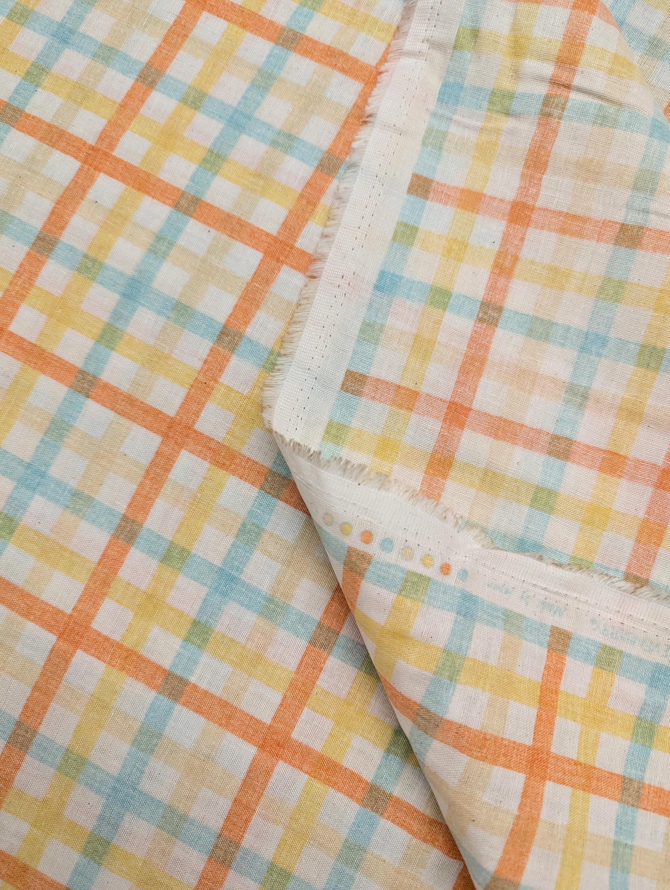 Sevenberry - Plaid Cotton Double Gauze - Orange Yellow Blue