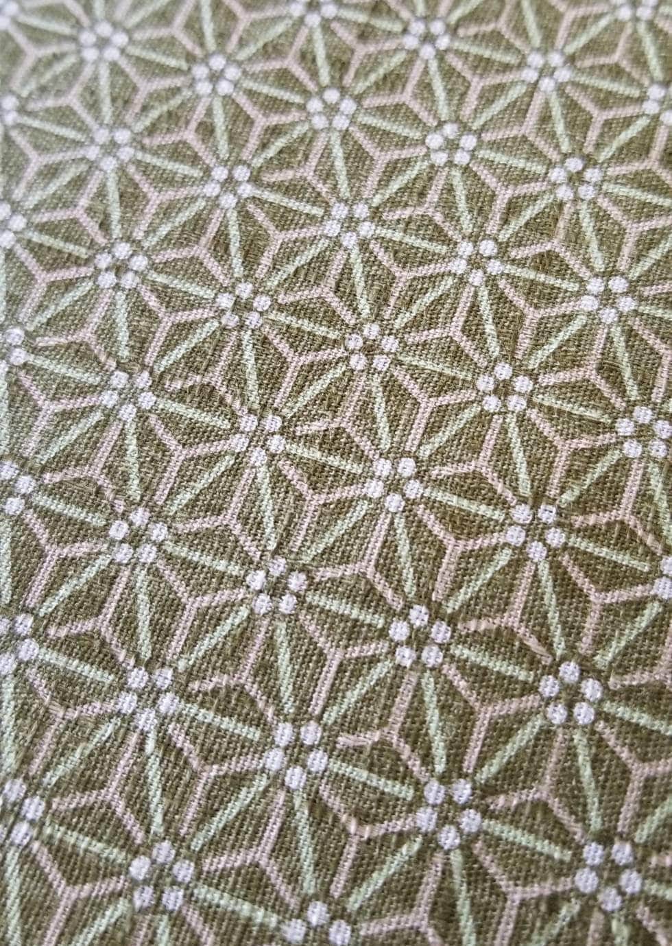 Morikiku Asanoha Hemp Leaf Star Japanese cotton dobby fabric M17000-E18 sage green