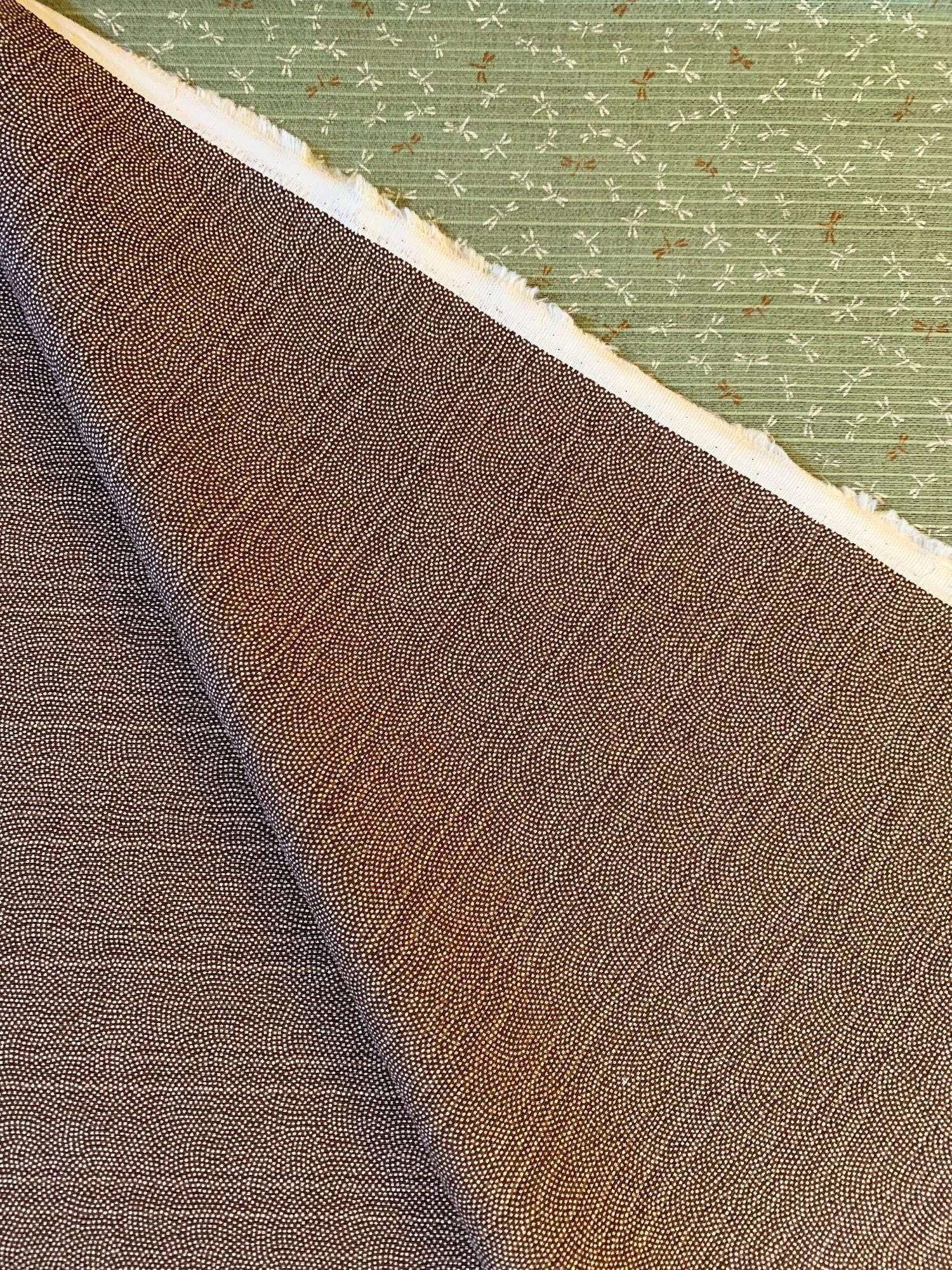 Sevenberry - Double Sided Dragonfly and Same-Komon Cotton Shantung - Green Brown