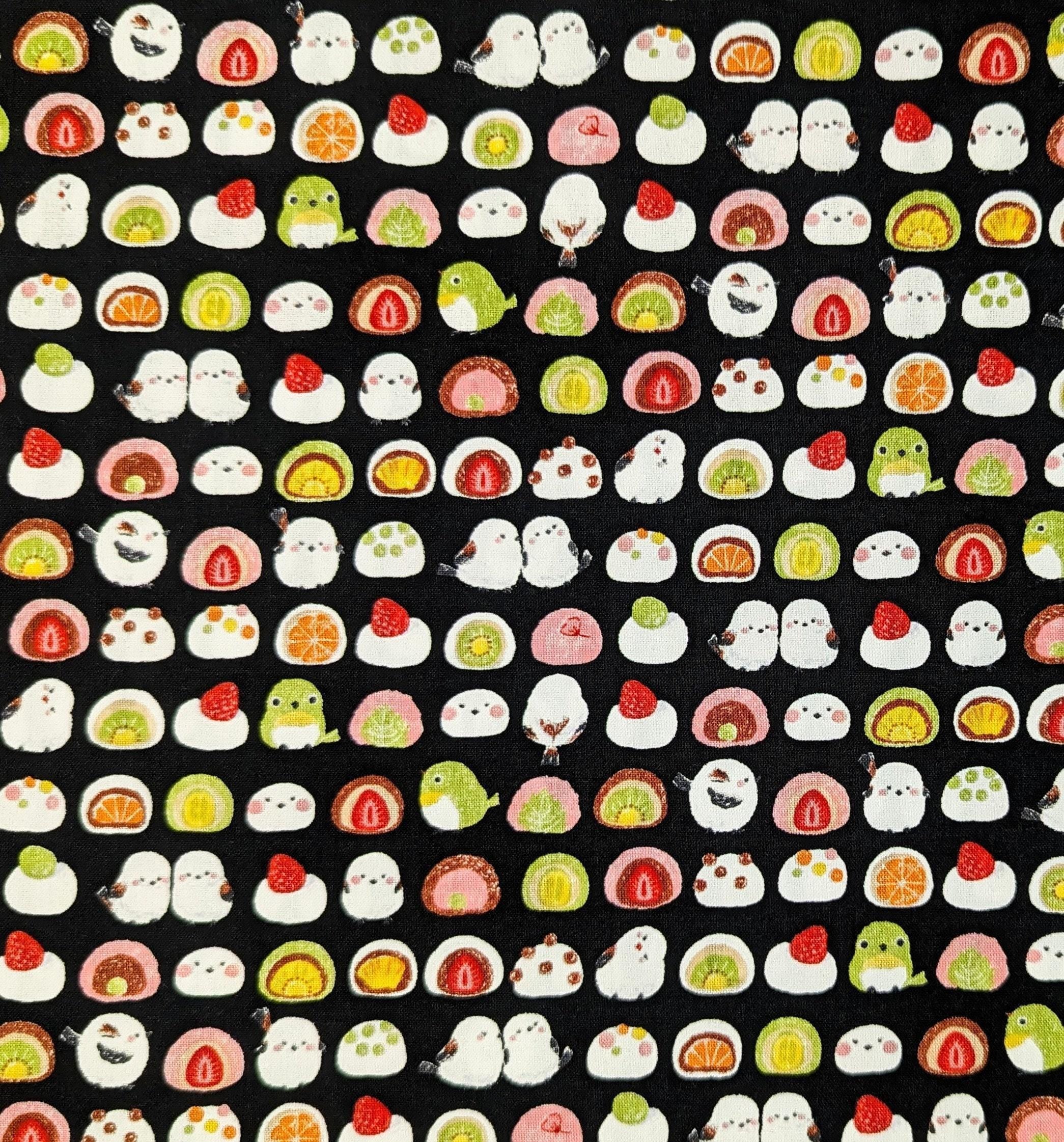Senyo - Chickadees and Mochi Cotton Fabric - Black