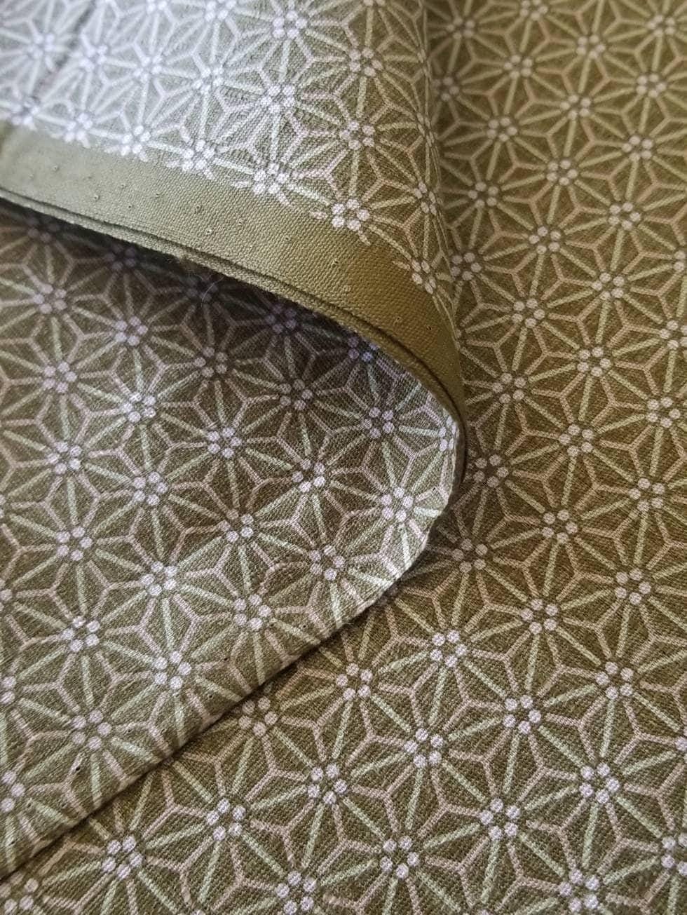 Morikiku Asanoha Hemp Leaf Star Japanese cotton dobby fabric M17000-E18 sage green