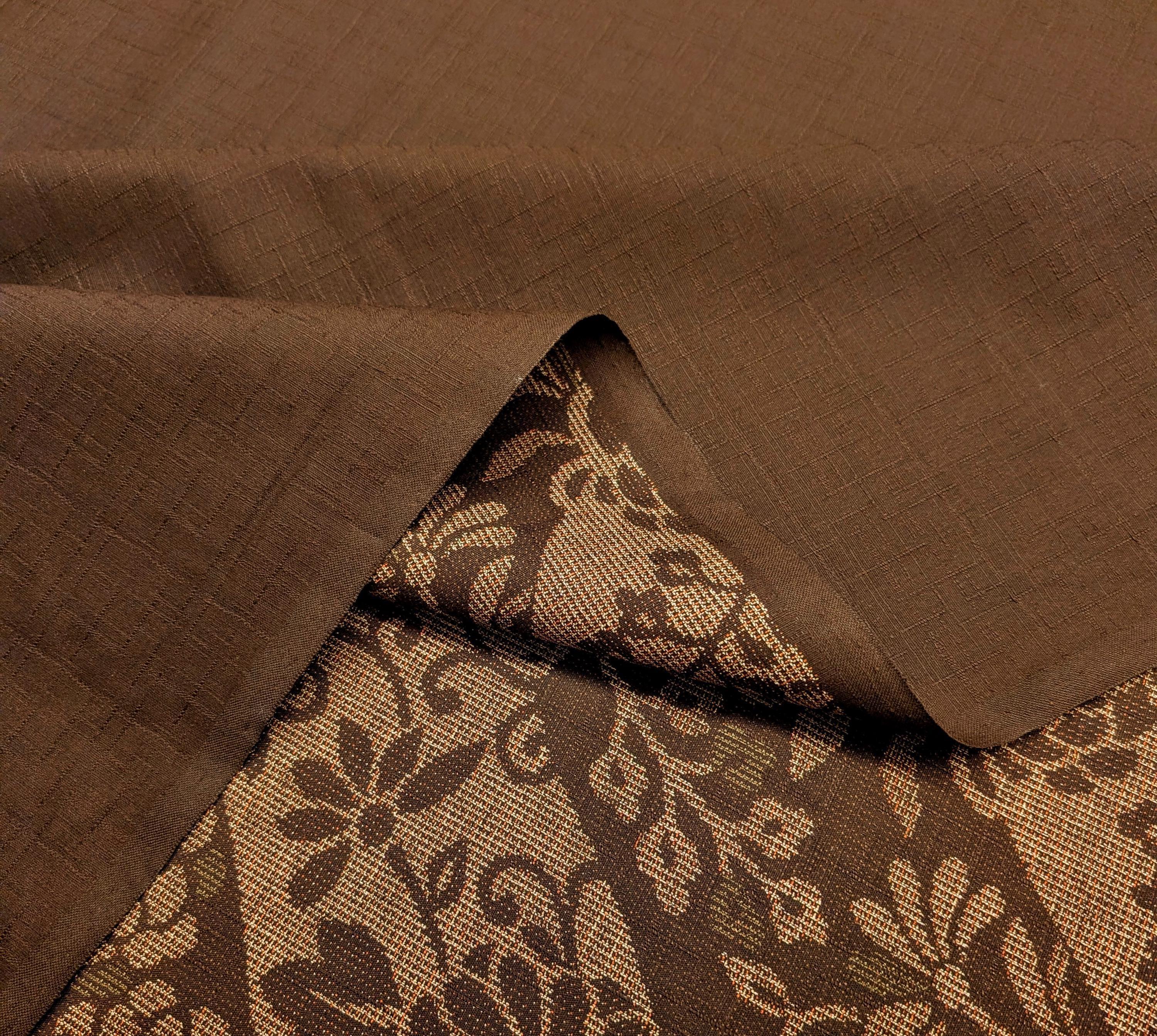 NEW Floral Silhouette Kobayashi dobby cotton fabric KTS-7020 C brown