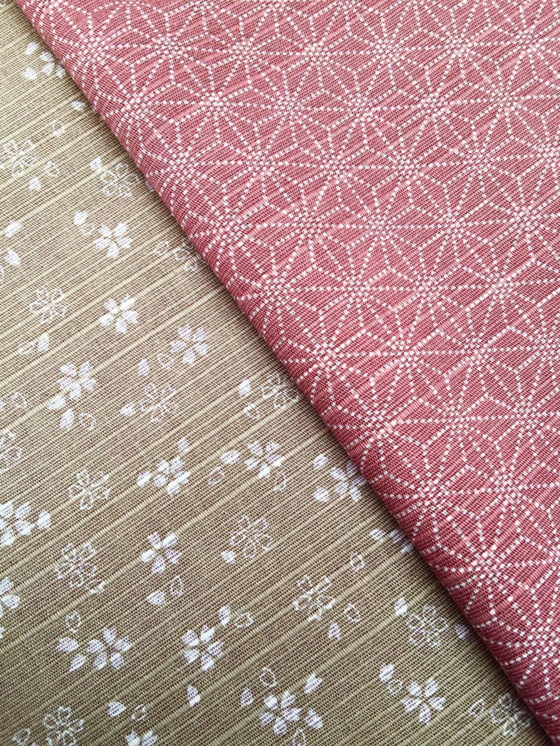 Sevenberry - Double Sided Cherry Blossom and Asanoha Star Cotton Dobby - Beige Pink