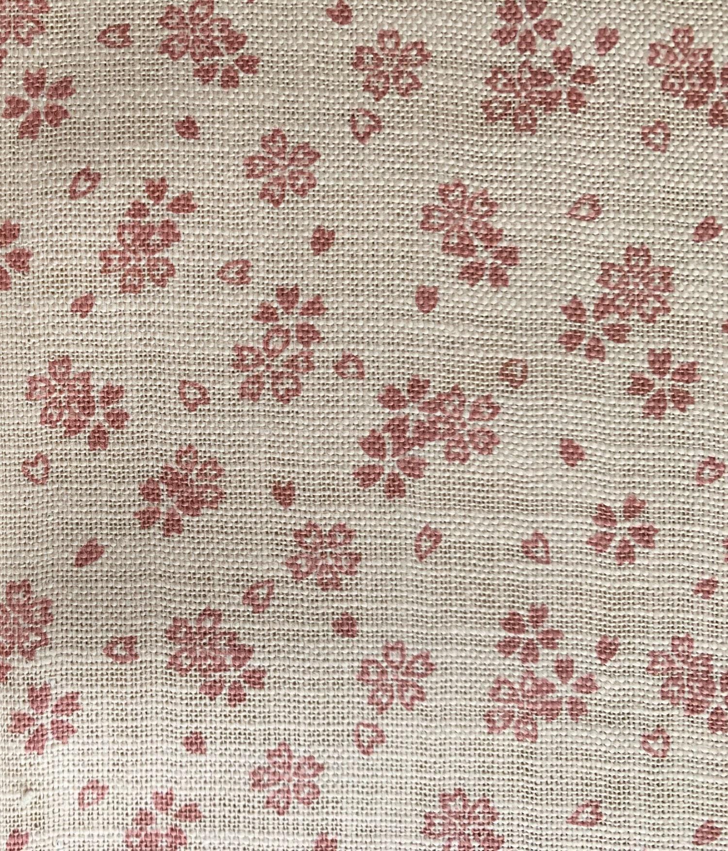 Sevenberry - Cherry Blossoms Homespun Cotton Fabric - Beige Pink