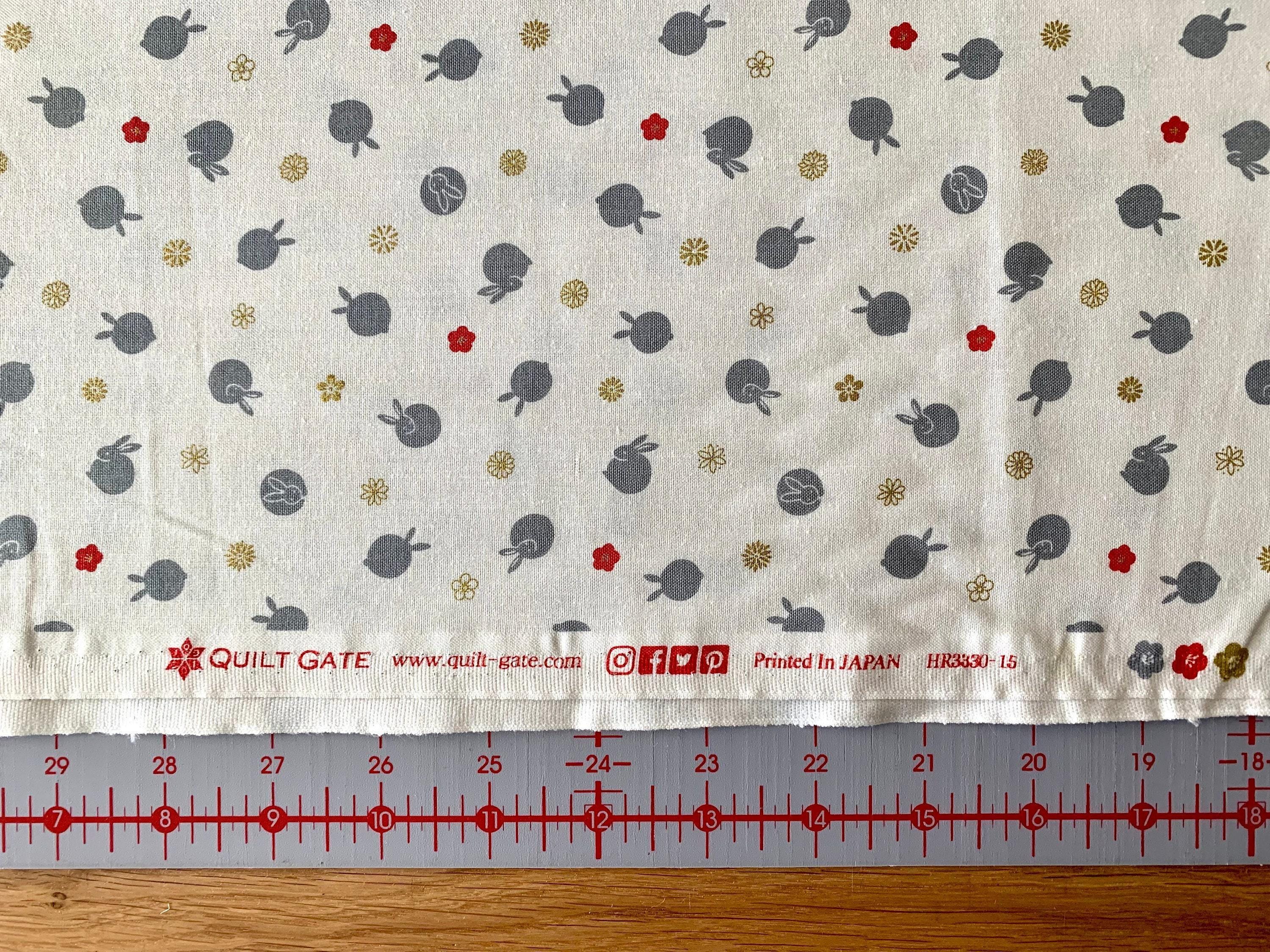 QuiltGate - Hyakka Ryoran Tiny Rabbits Cotton Fabric - Cream