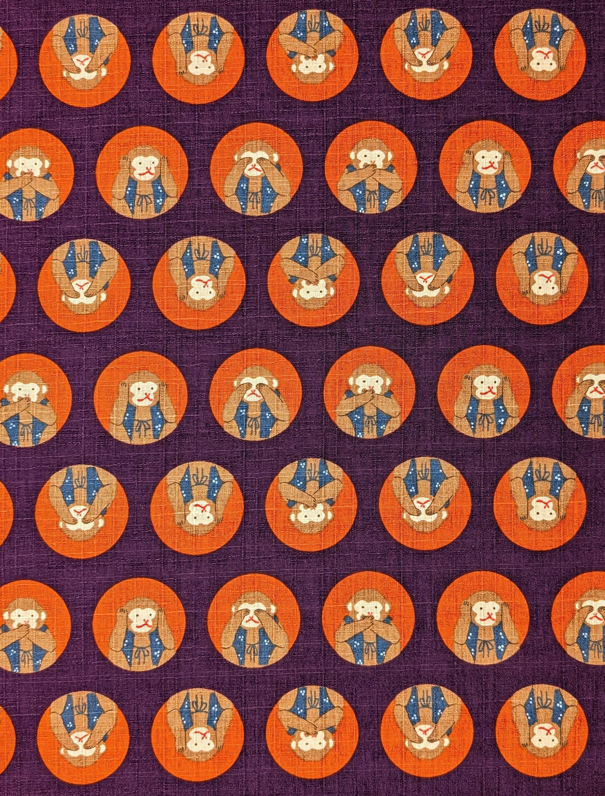 Hokkoh - Three Wise Monkeys Cotton Dobby - Purple