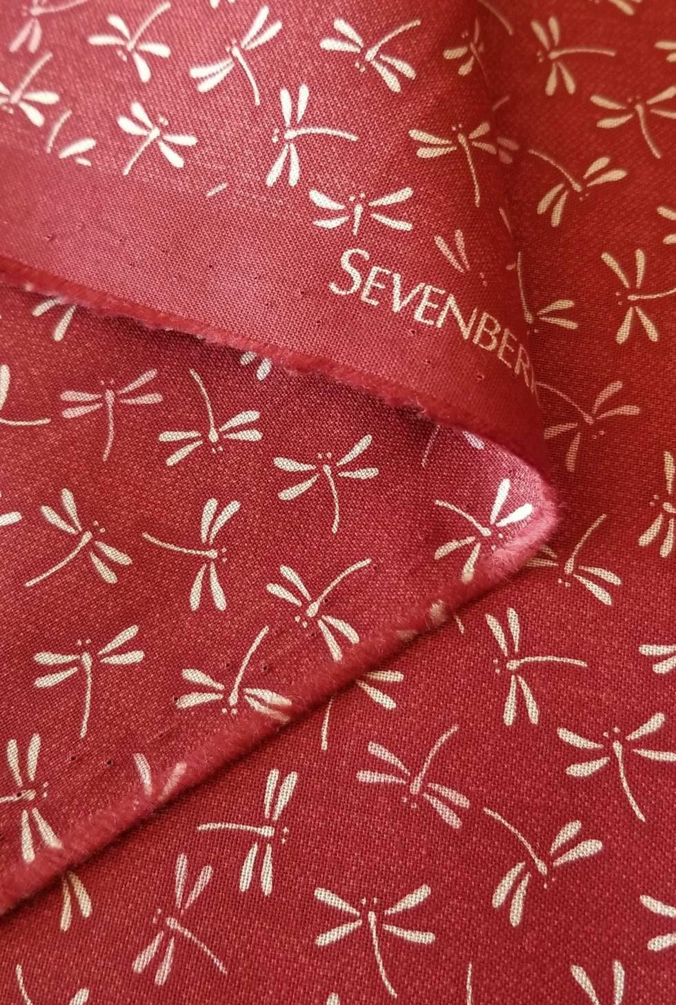 Sevenberry - Dragonflies in Red Cotton Fabric - Red