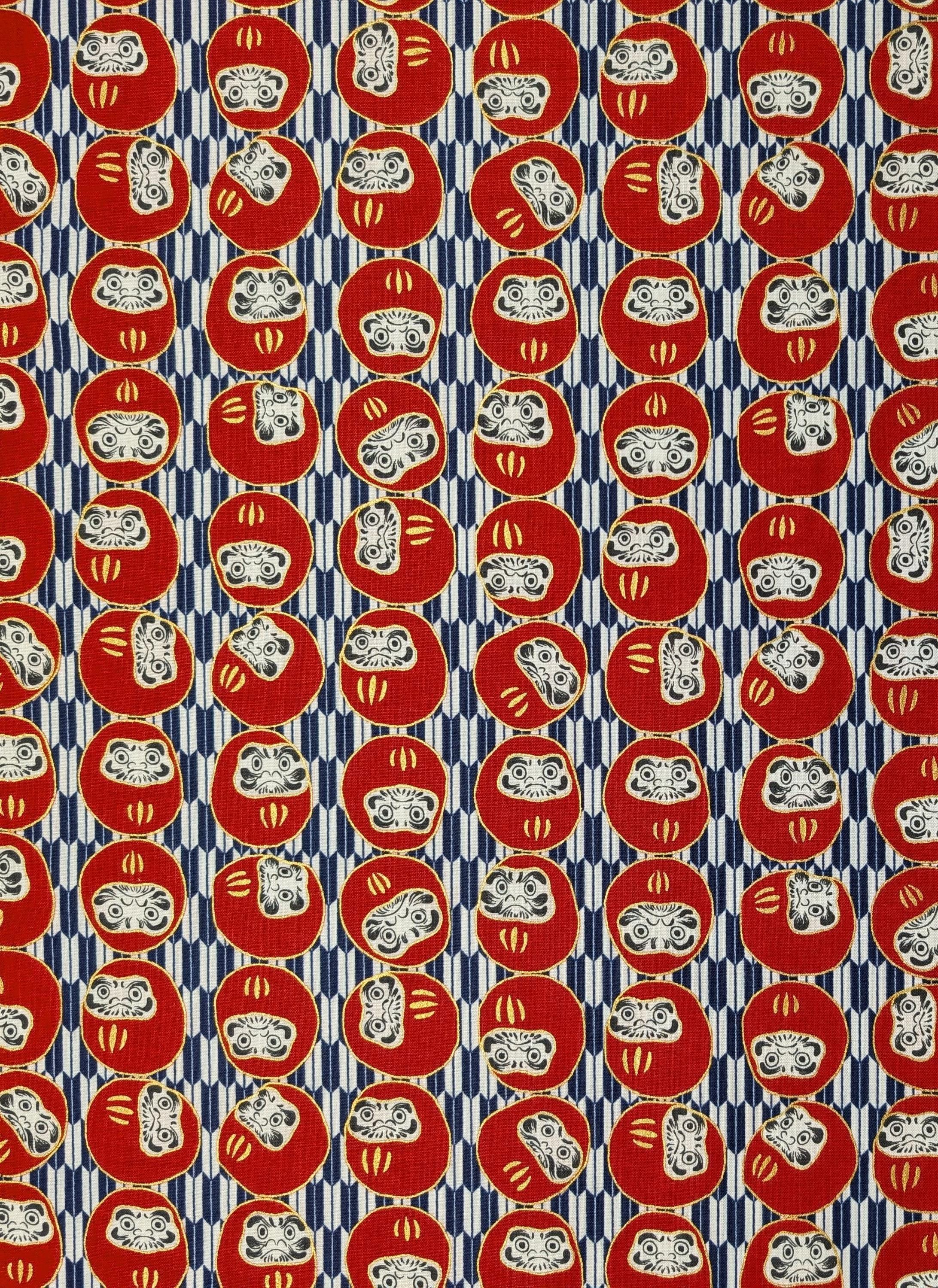 Hokkoh - Yagasuri Daruma Cotton Fabric - Blue and White