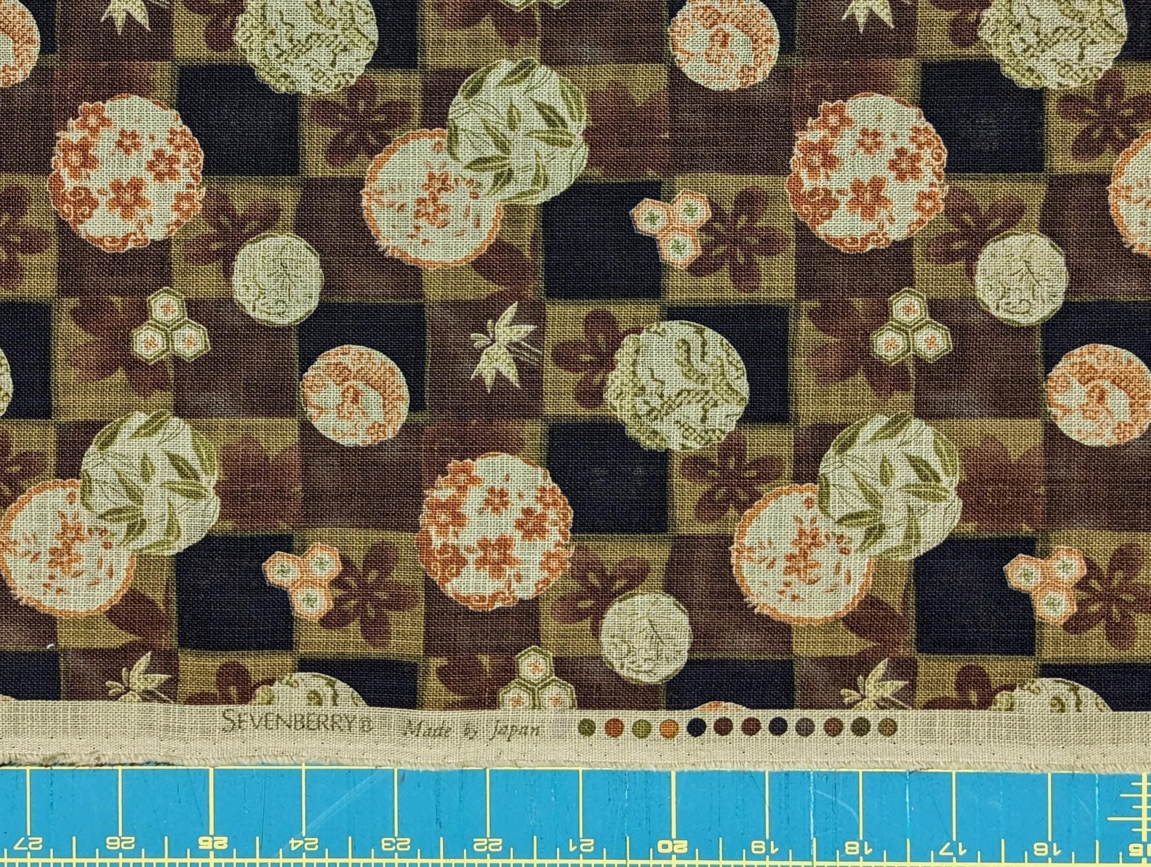 Sevenberry - Rustic Patterned Checkerboard Cotton Fabric - Brown