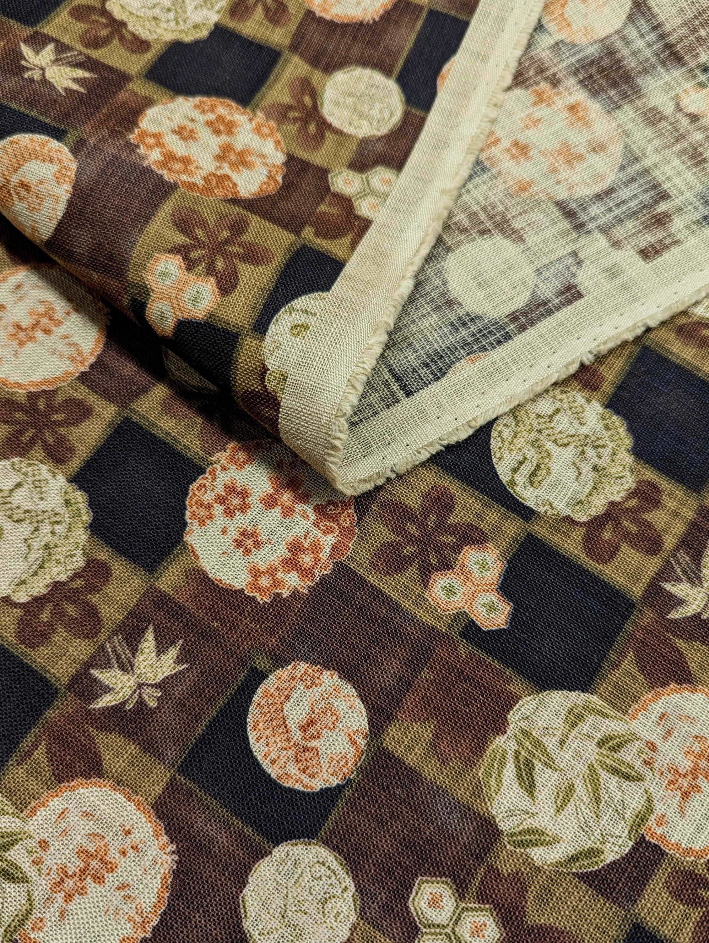 Sevenberry - Rustic Patterned Checkerboard Cotton Fabric - Brown