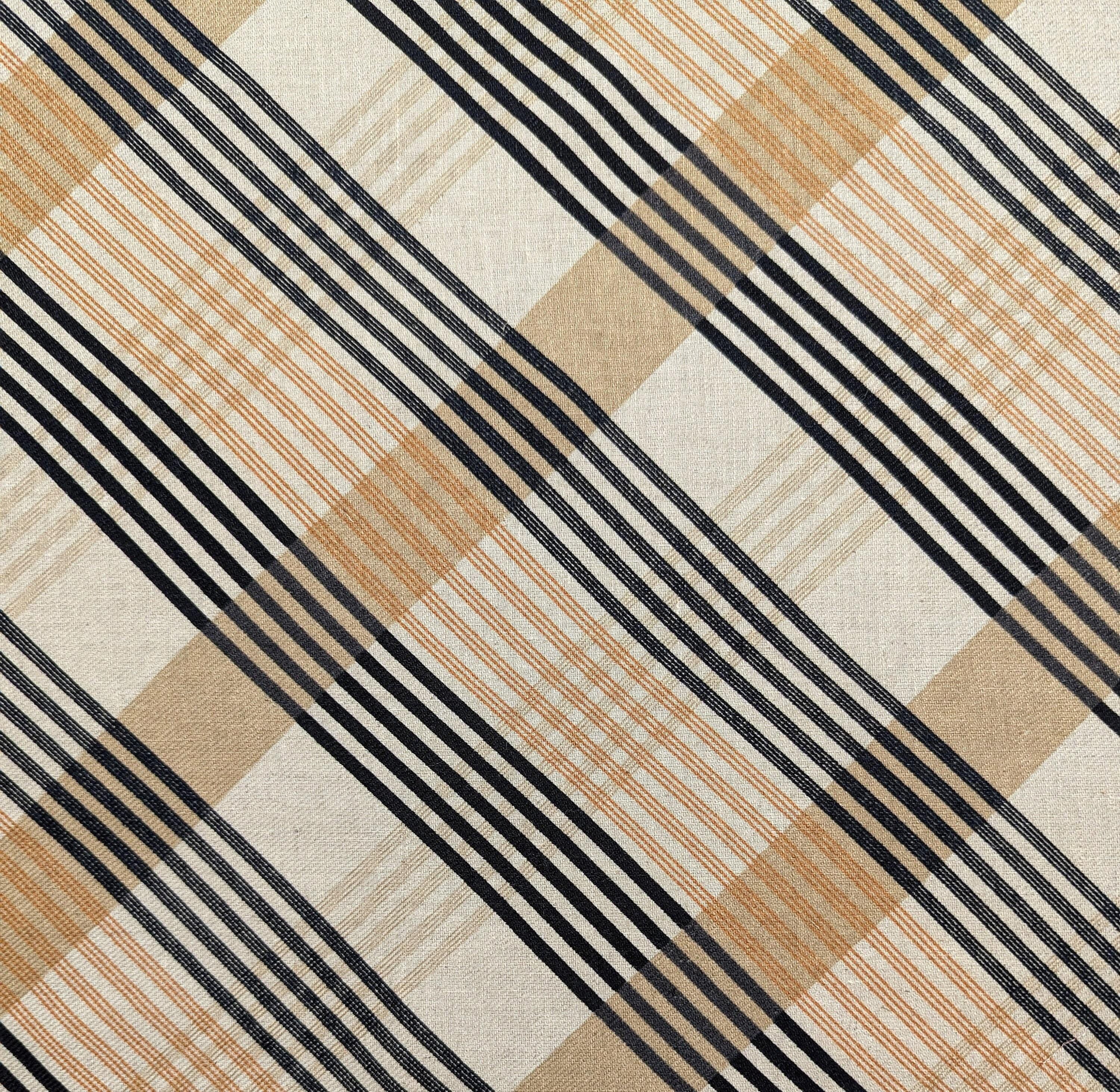 Kokka Plaid Stripe Japanese cotton linen fabric NFA-60460-C yellow