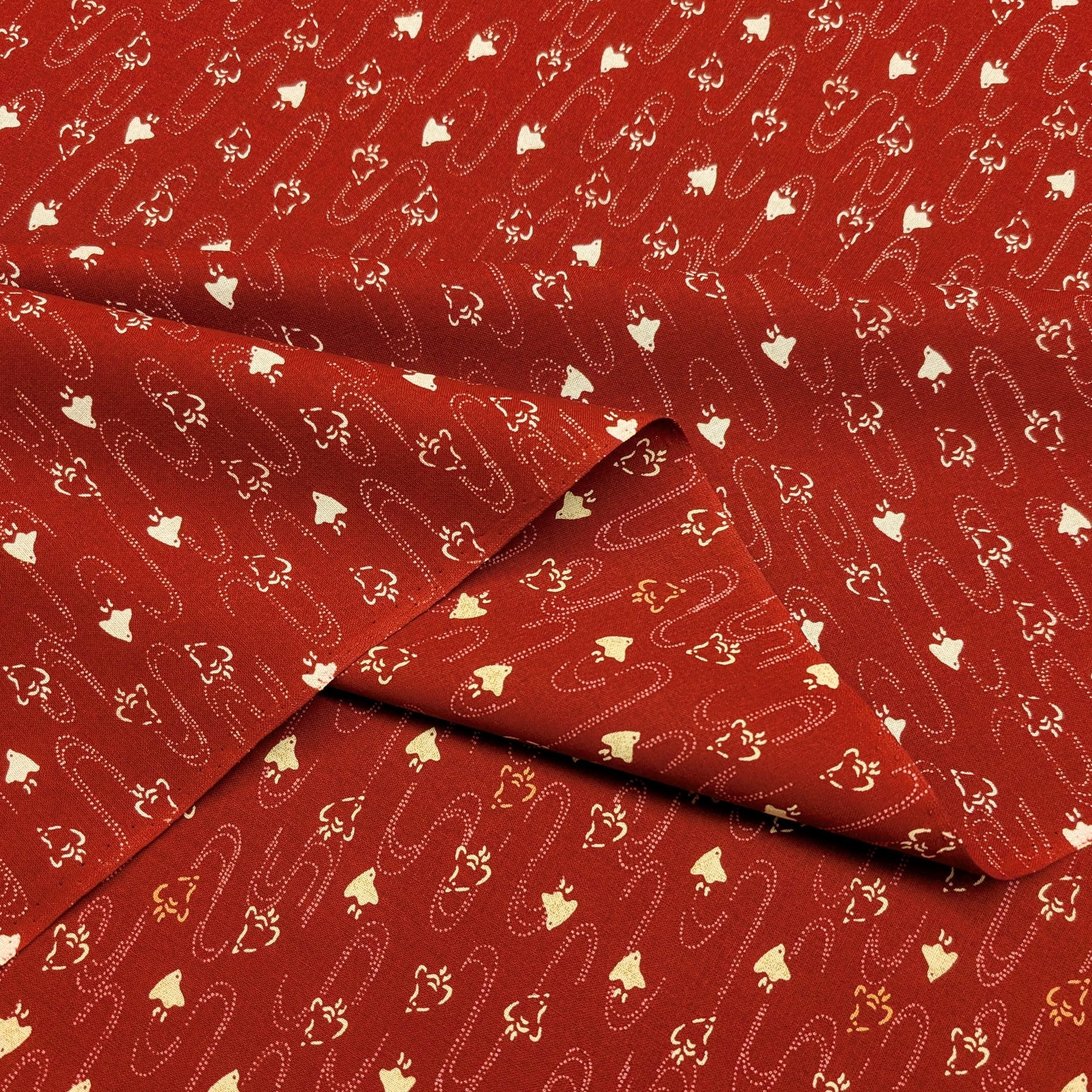 Chidori Sevenberry Japanese cotton fabric 88222-8-3 beige & red