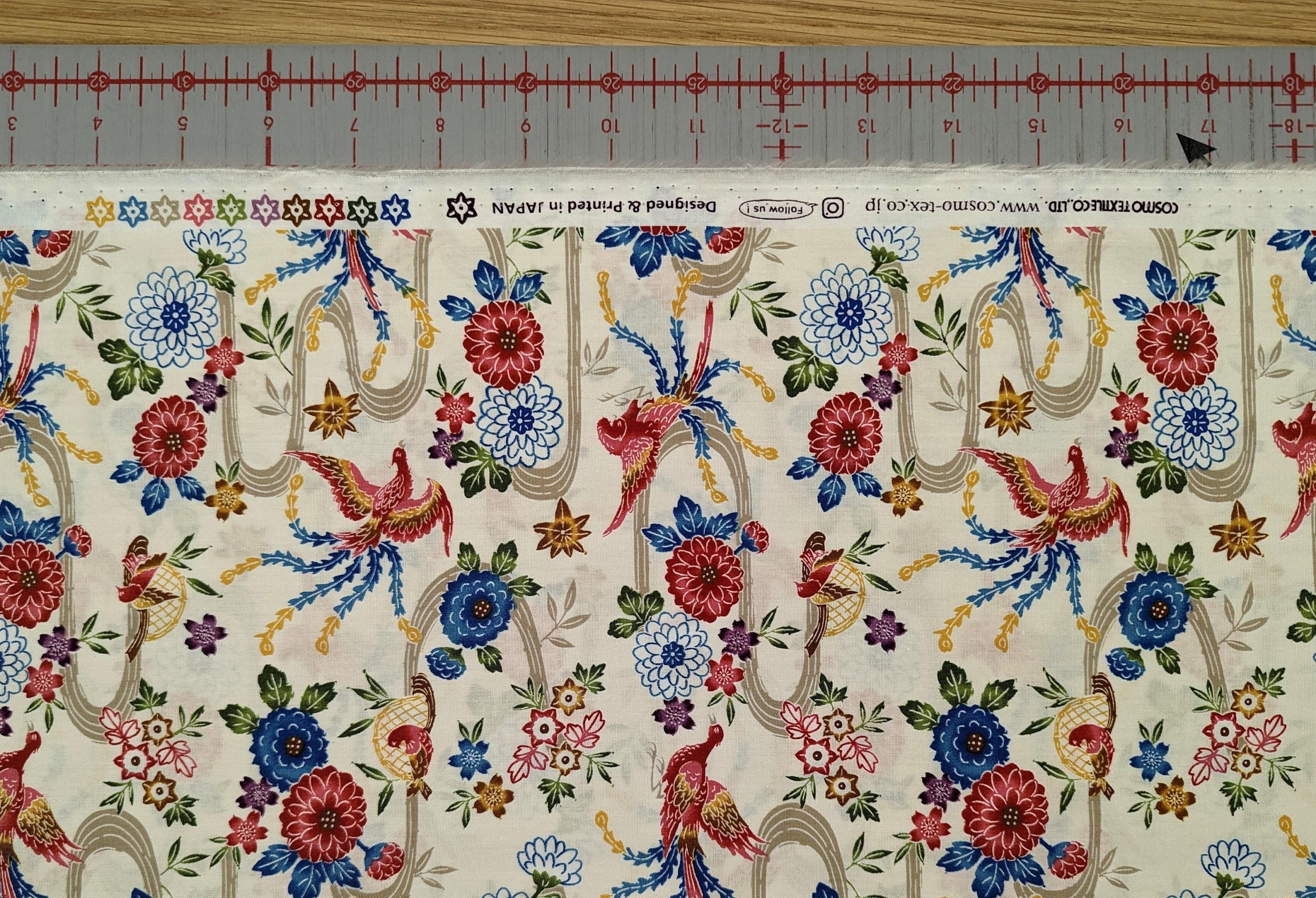 Cosmo - Bingata Phoenix and Flowers Cotton - White
