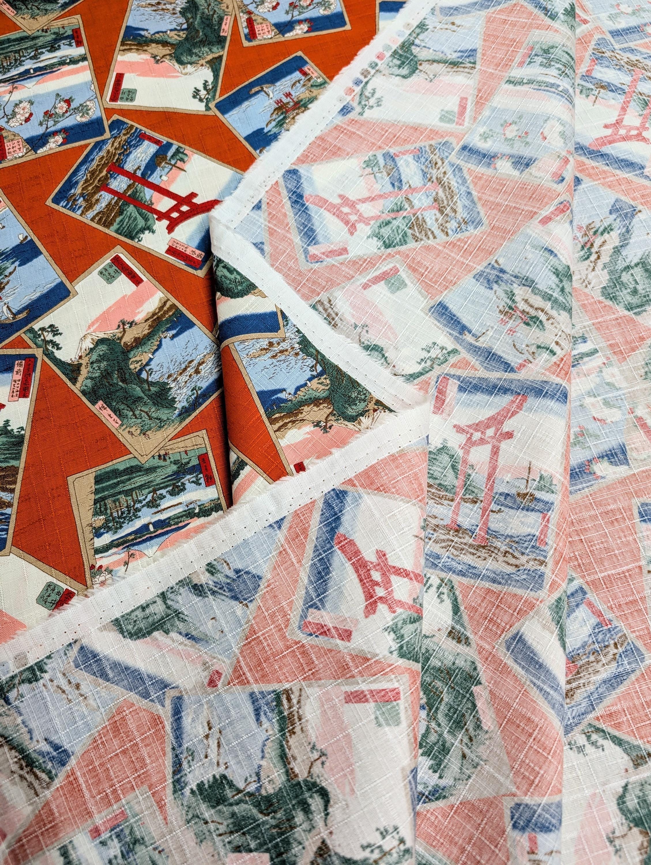 Japanese Postcards Hokkoh Japanese cotton dobby fabric 1025-105-3 C orange