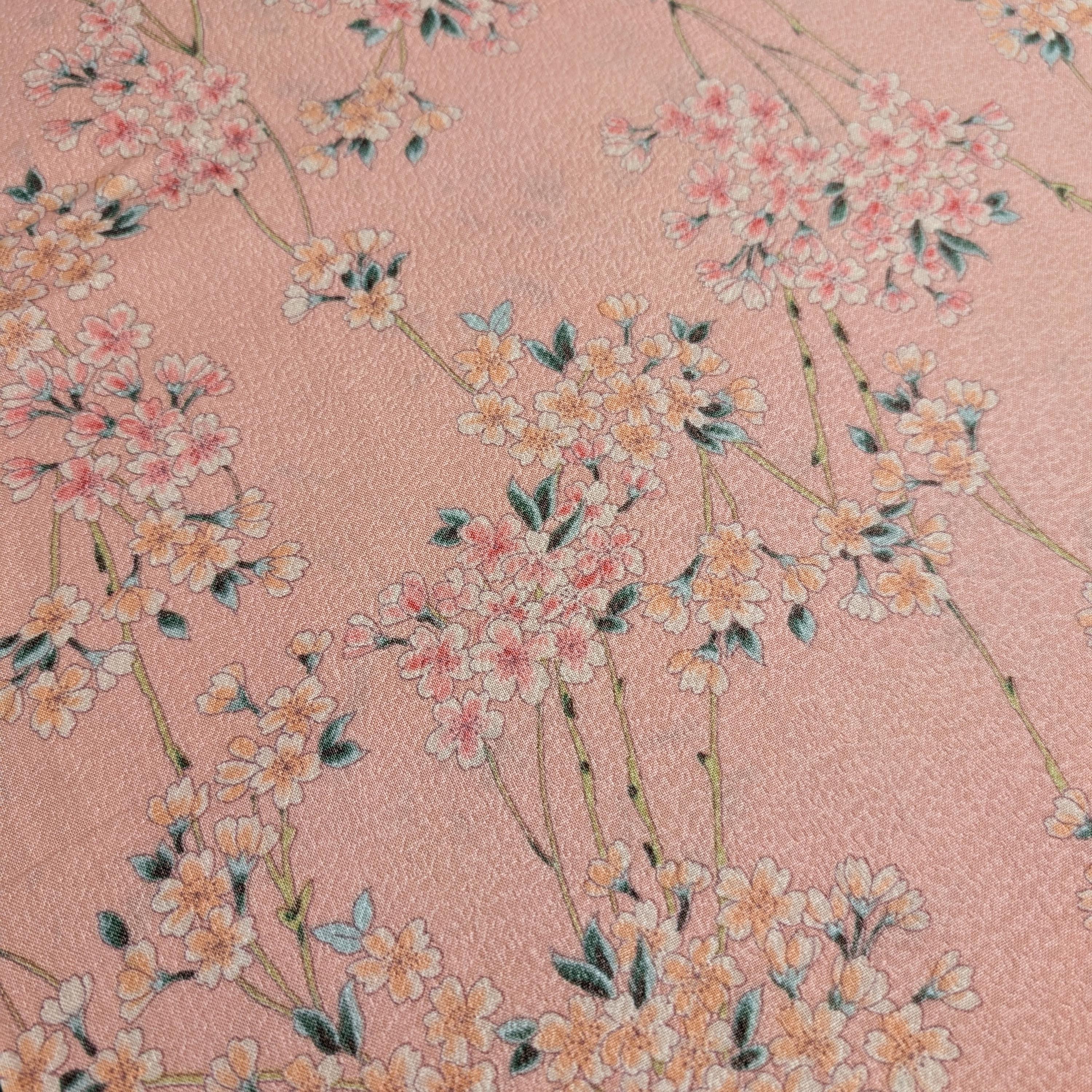 Sakura Flowers & Branches Asano Japanese crepe cotton fabric 0606-66 C pink